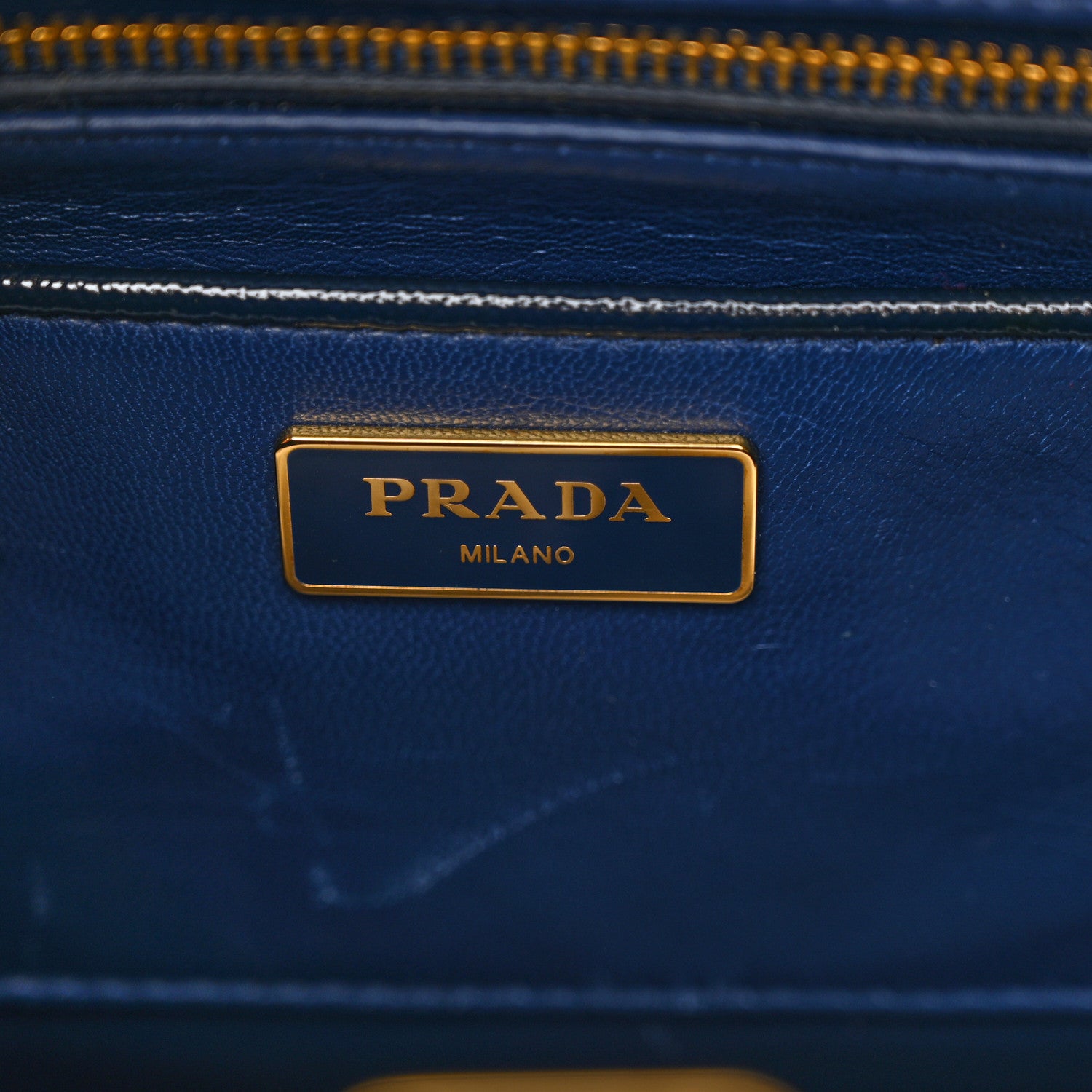 Prada Saffiano Vernice Pyramid Bag Black Bluette 6 of 14