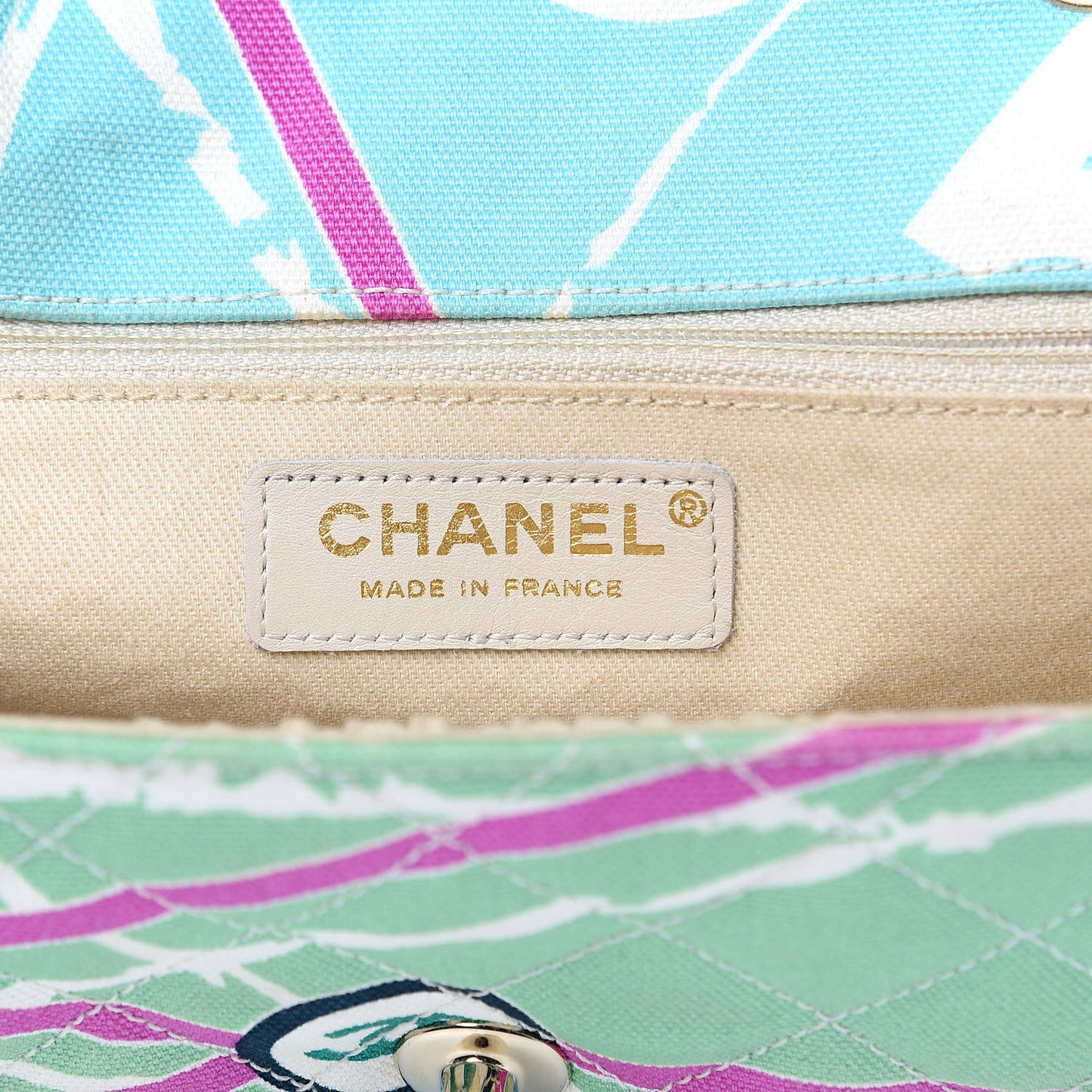Canvas Small Printed Eiffel Tower Flap Bag Blue