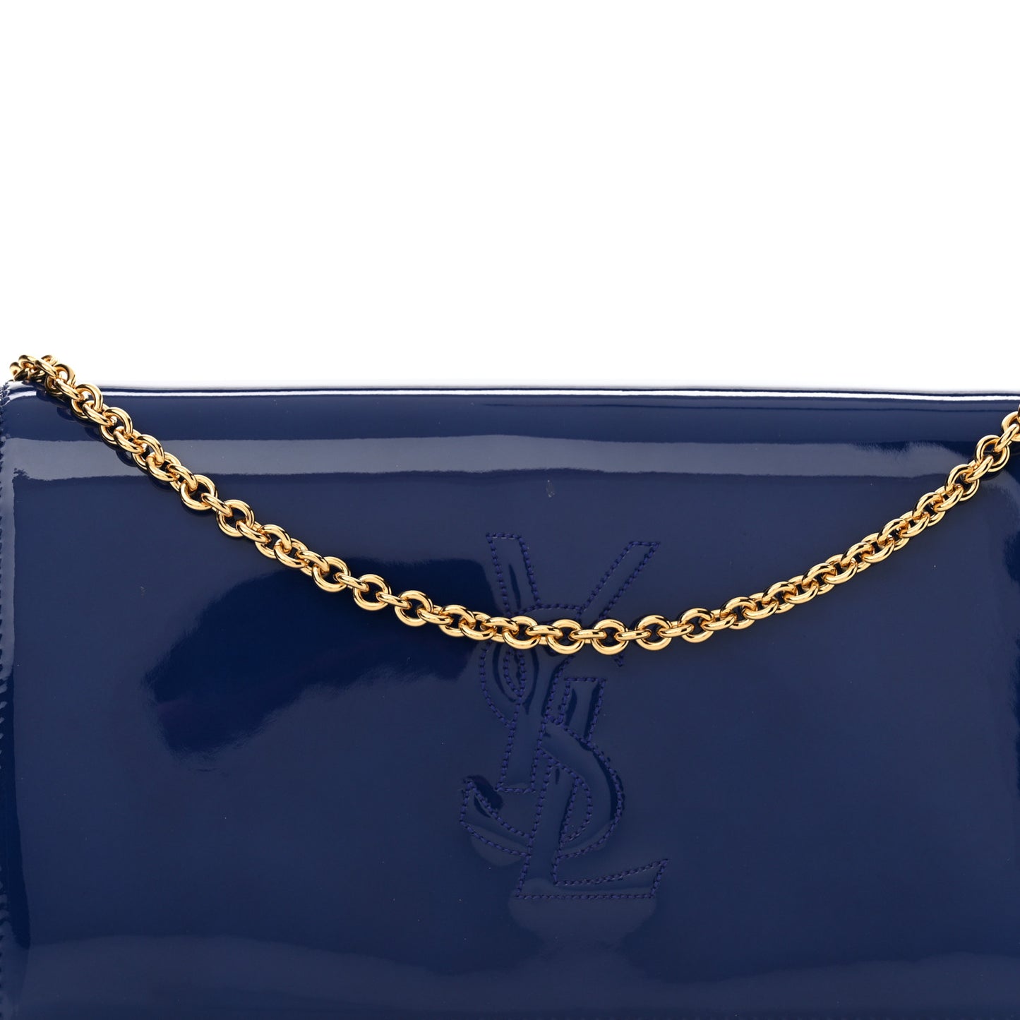 Patent Calfskin Belle de Jour Chain Clutch Blue