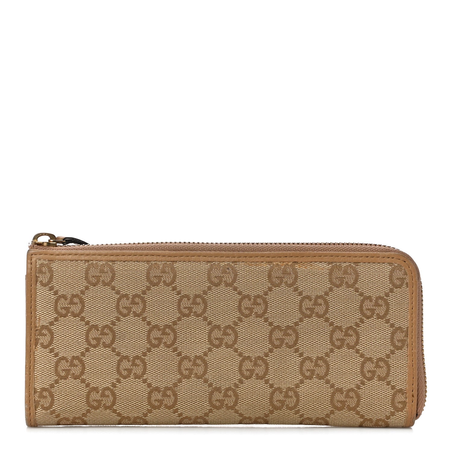 Gucci Calfskin Monogram Zip Around Wallet Tan 1 of 10