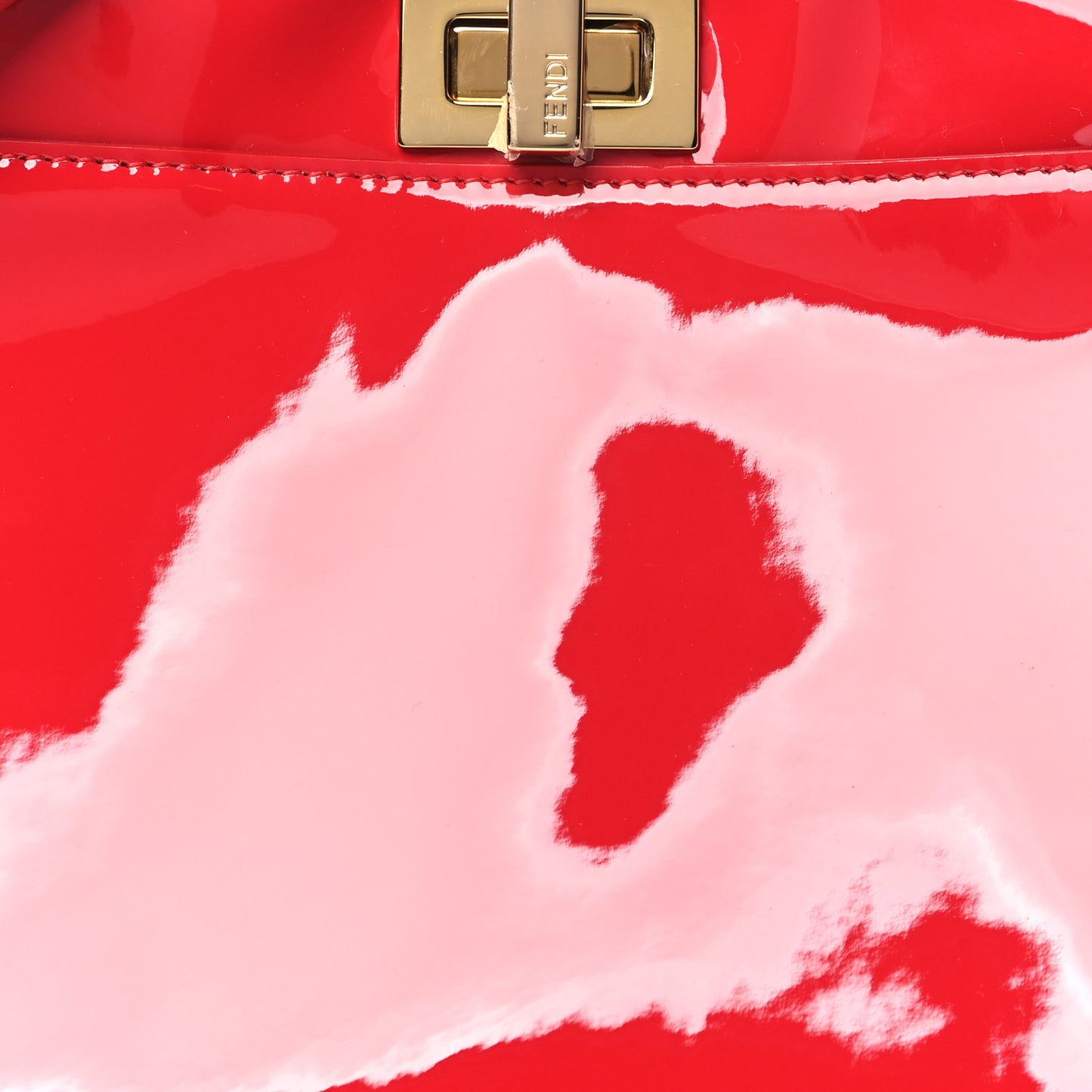 Vitello Vernice Mou Mini Peekaboo Iconic Satchel Rosso Cardinale