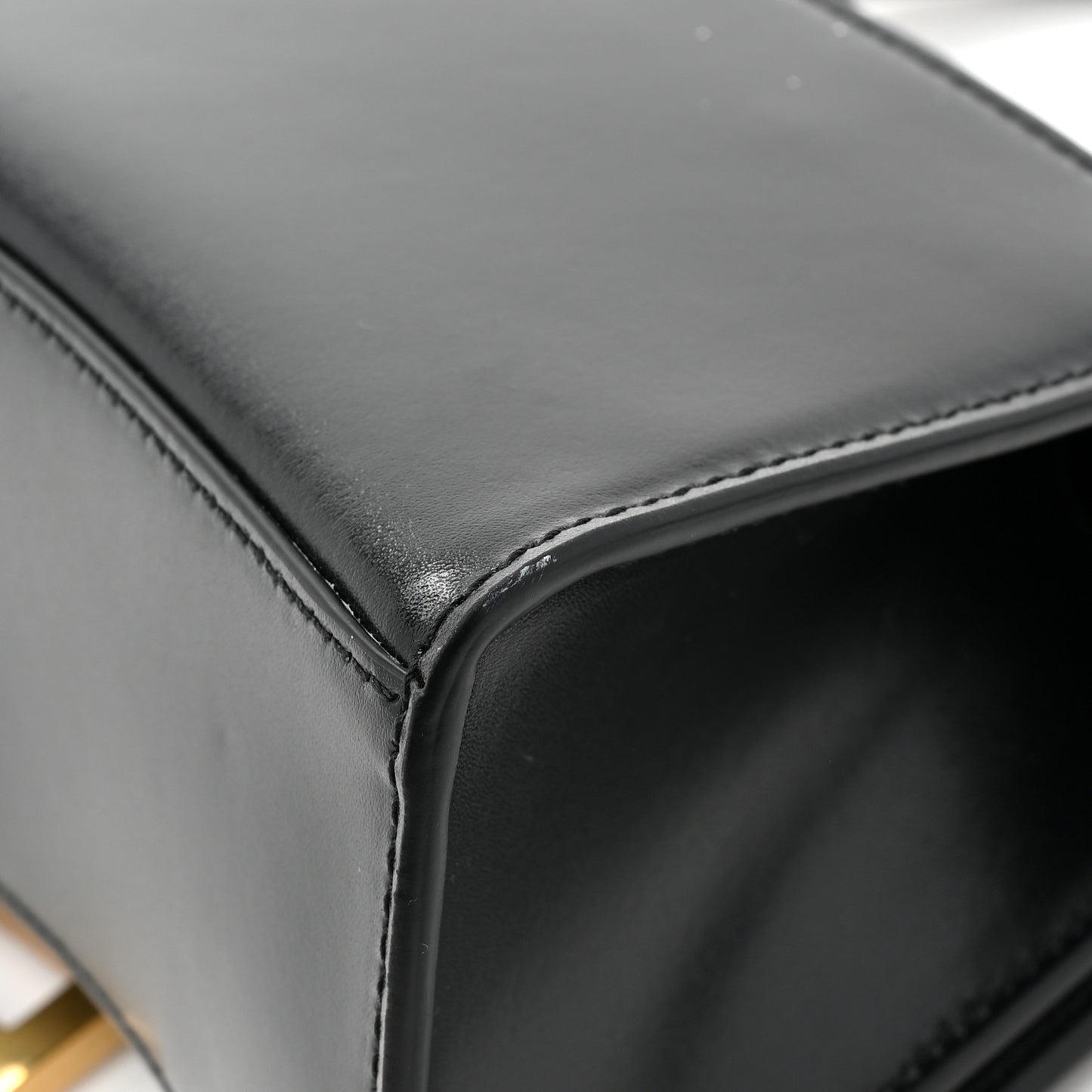 Shiny Box Calfskin Hourglass Top Handle Bag XS Black