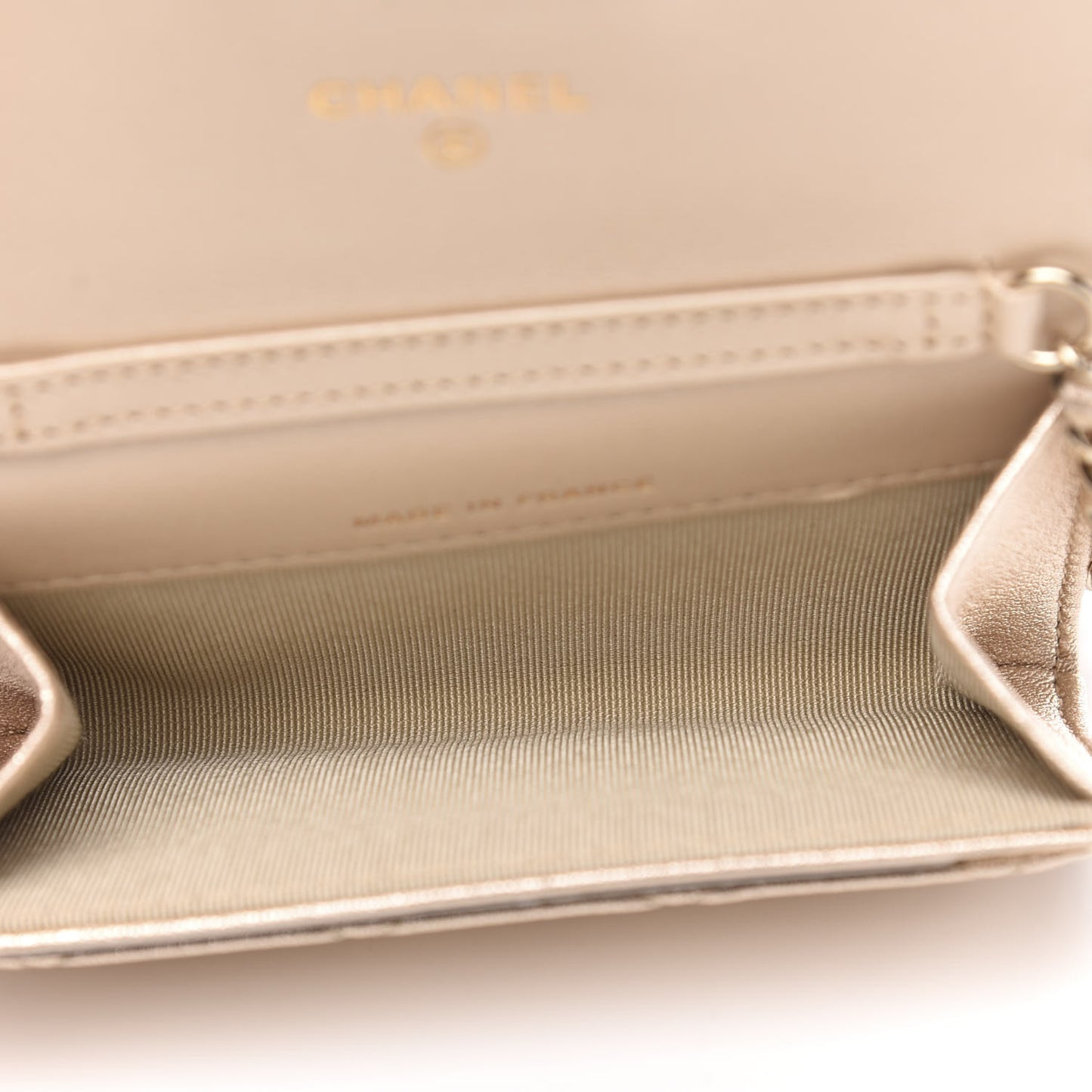 Metallic Lambskin Quilted Flap Chain Waist Bag Gold