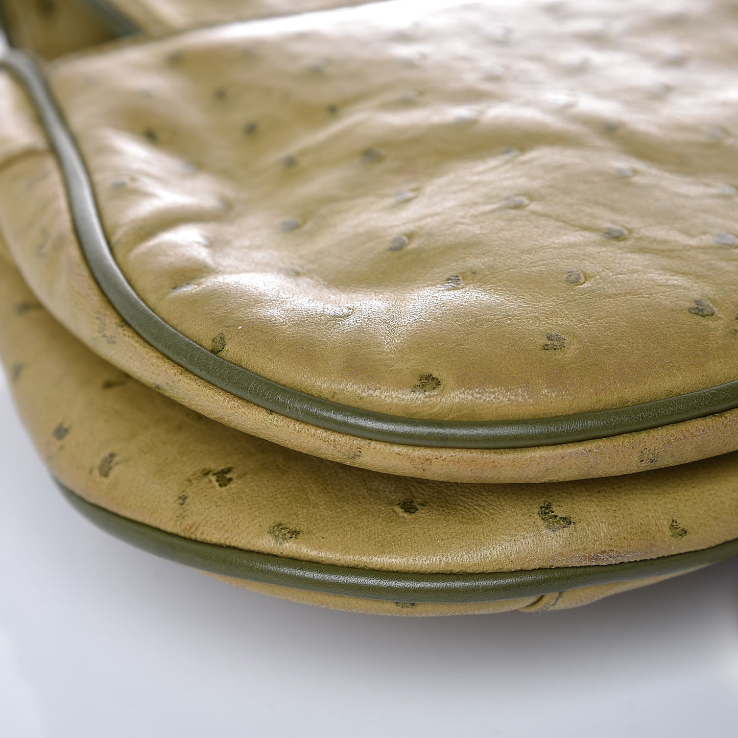 Ostrich Double Saddle Bag Green