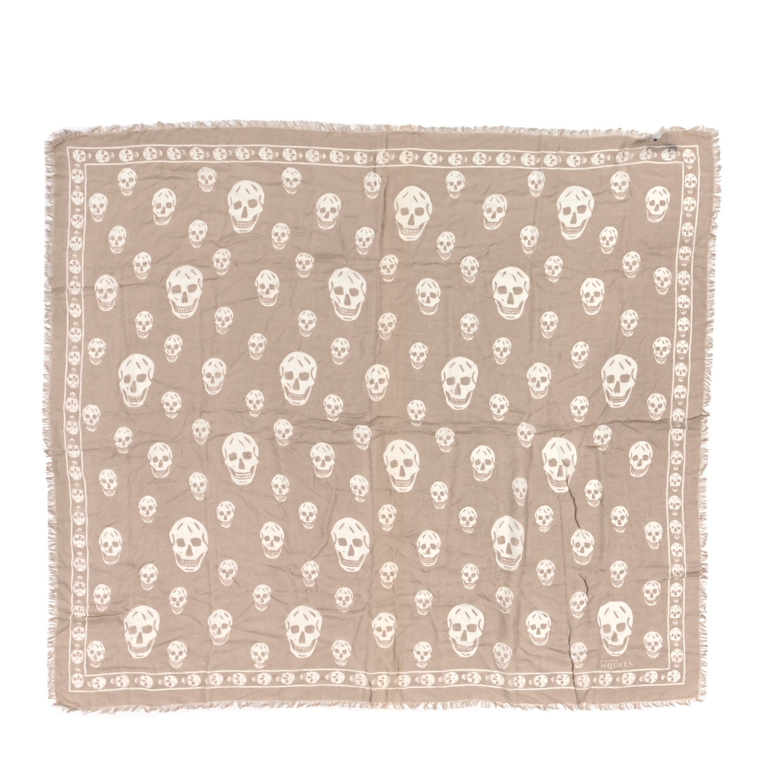 Alexander McQueen Silk Chiffon Skull Scarf Beige Ivory 1 of 5