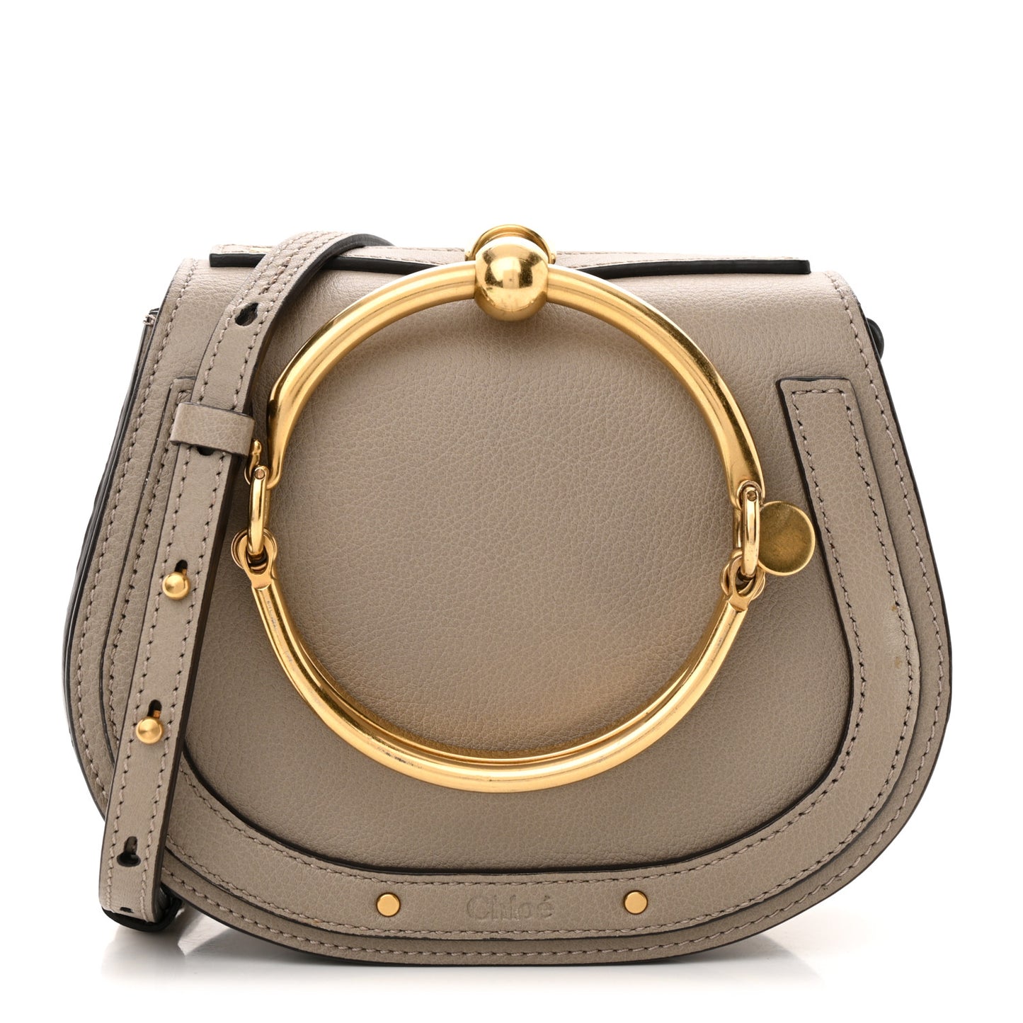 Calfskin Suede Small Nile Bracelet Bag Motty Grey