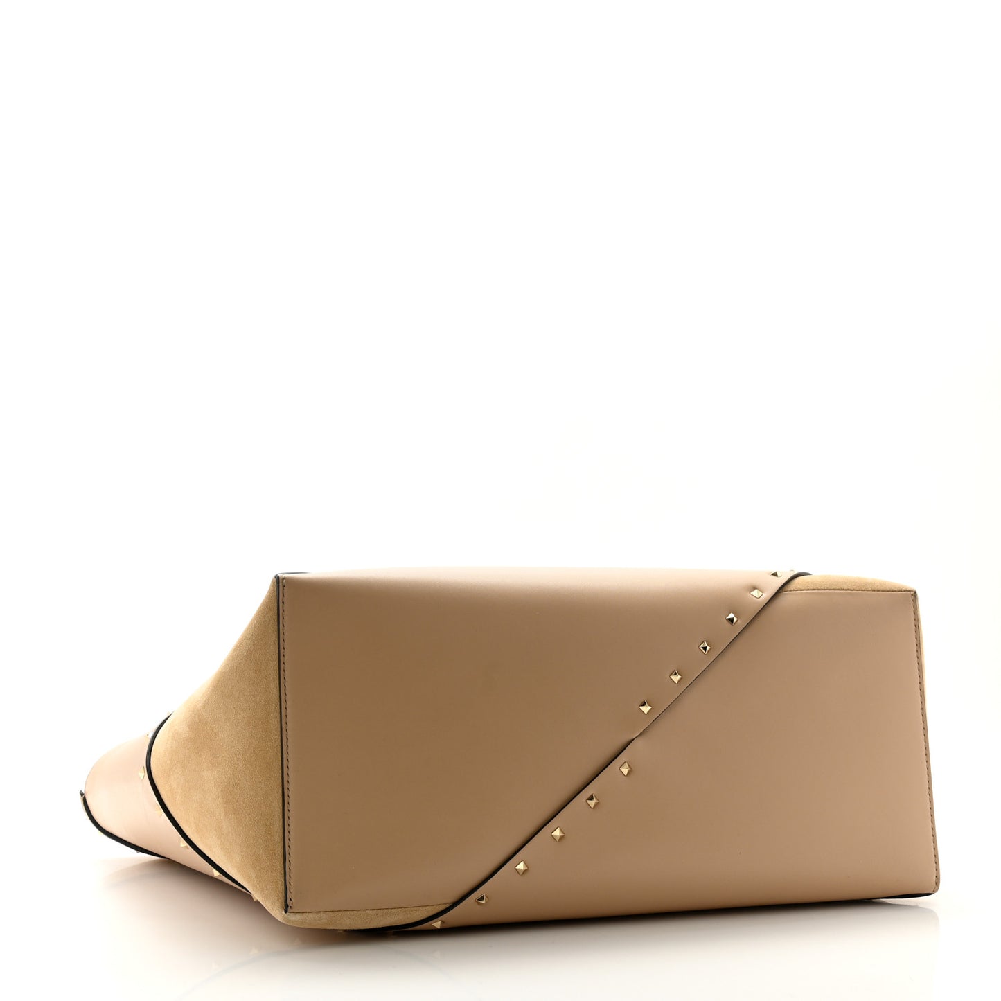 Calfskin Suede Rockstud Wispy Tote Sabbia