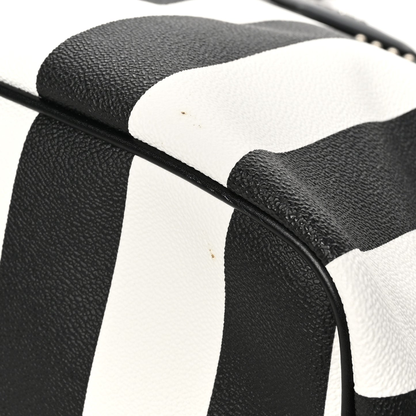 Coated Canvas Striped Large Antigona Tote Black White