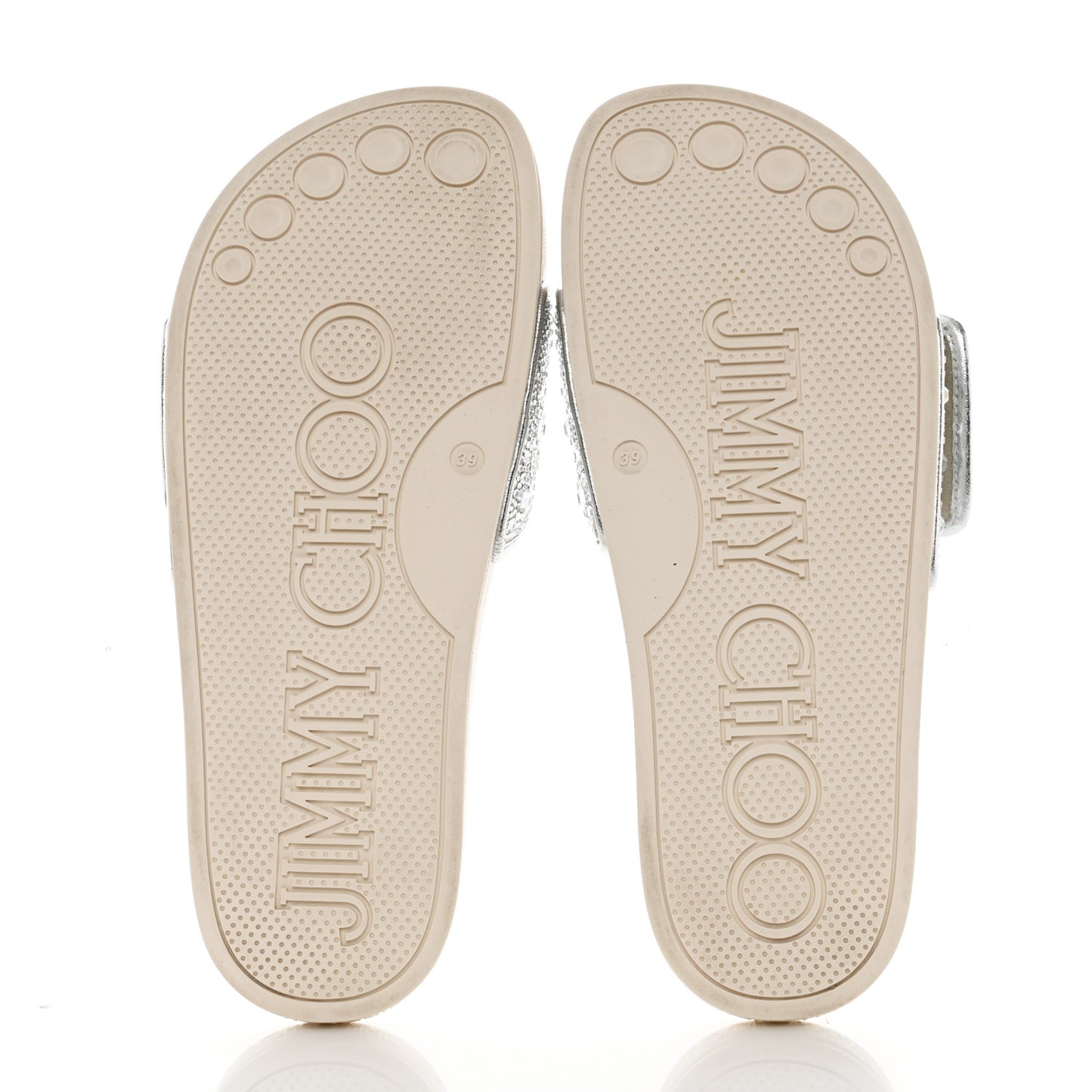 Canvas Pearl Embellished Fitz Slide Sandals 39 Silver