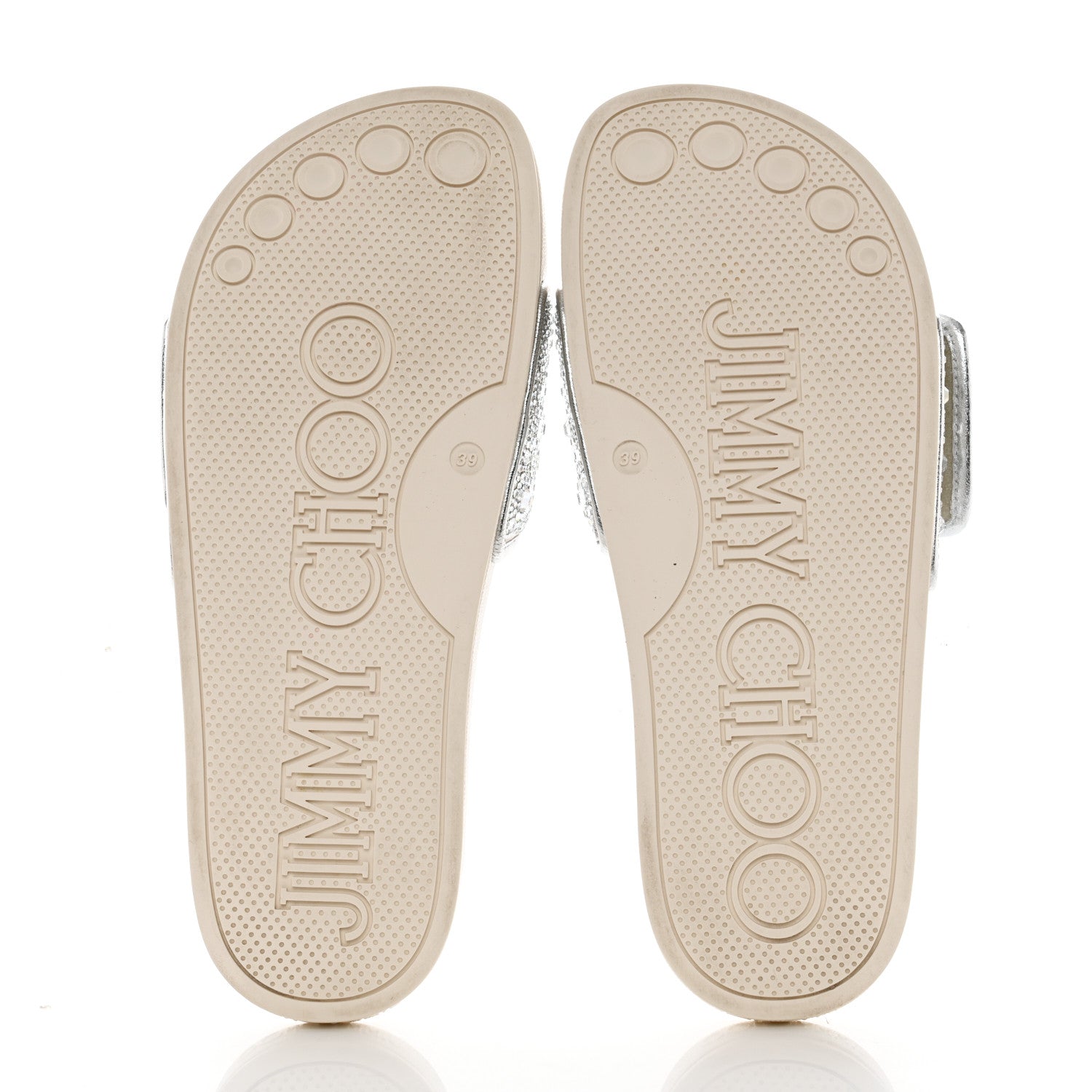 Jimmy Choo Canvas Pearl Embellished Fitz Slide Sandals 39 Silver 5 of 11