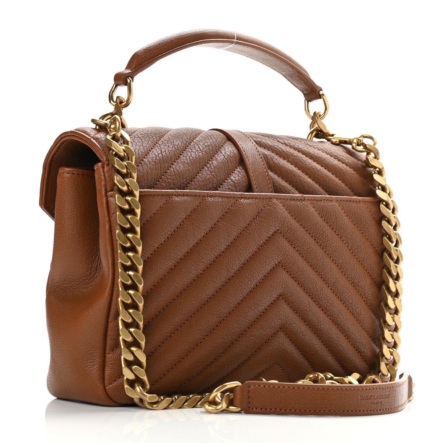 Saint Laurent Sheepskin Matelasse Chevron Monogram Medium College Bag Brick 3 of 11