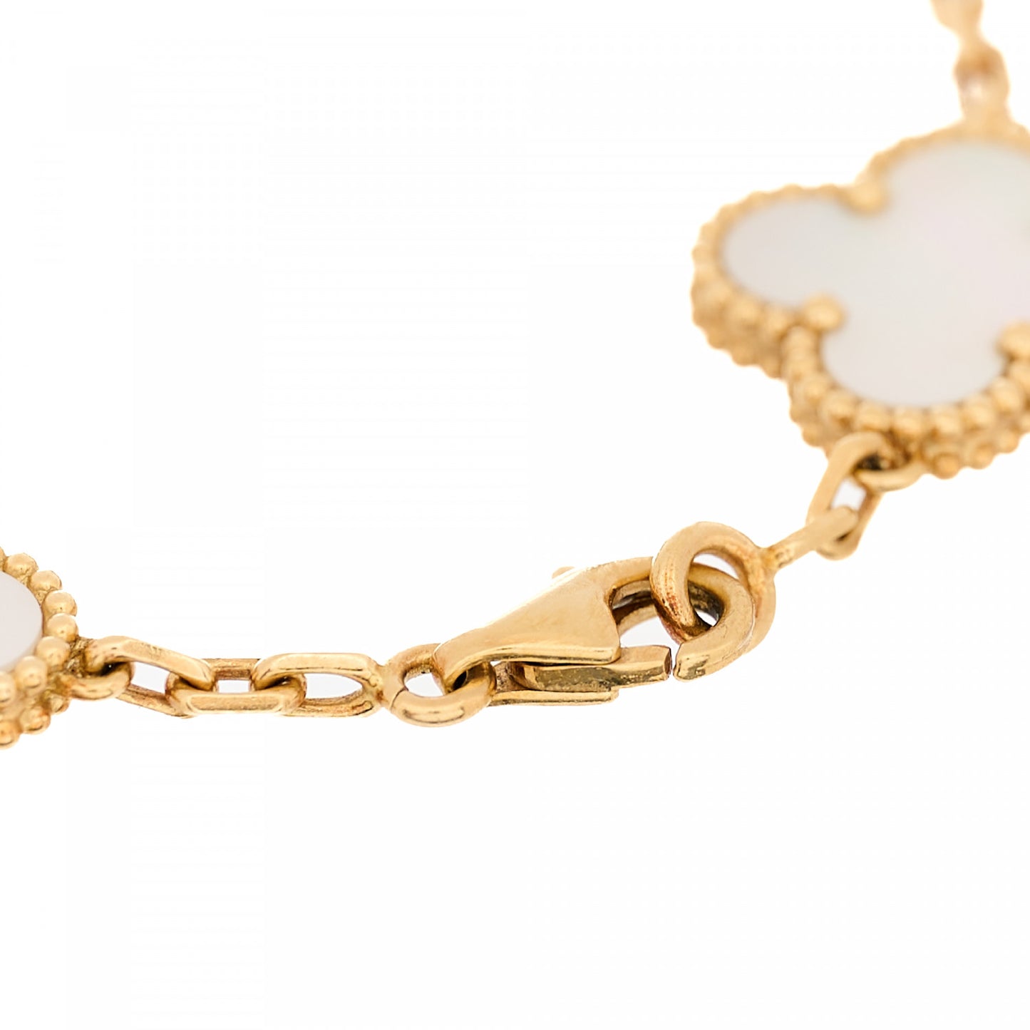 18K Yellow Gold Mother of Pearl 5 Motifs Vintage Alhambra Bracelet