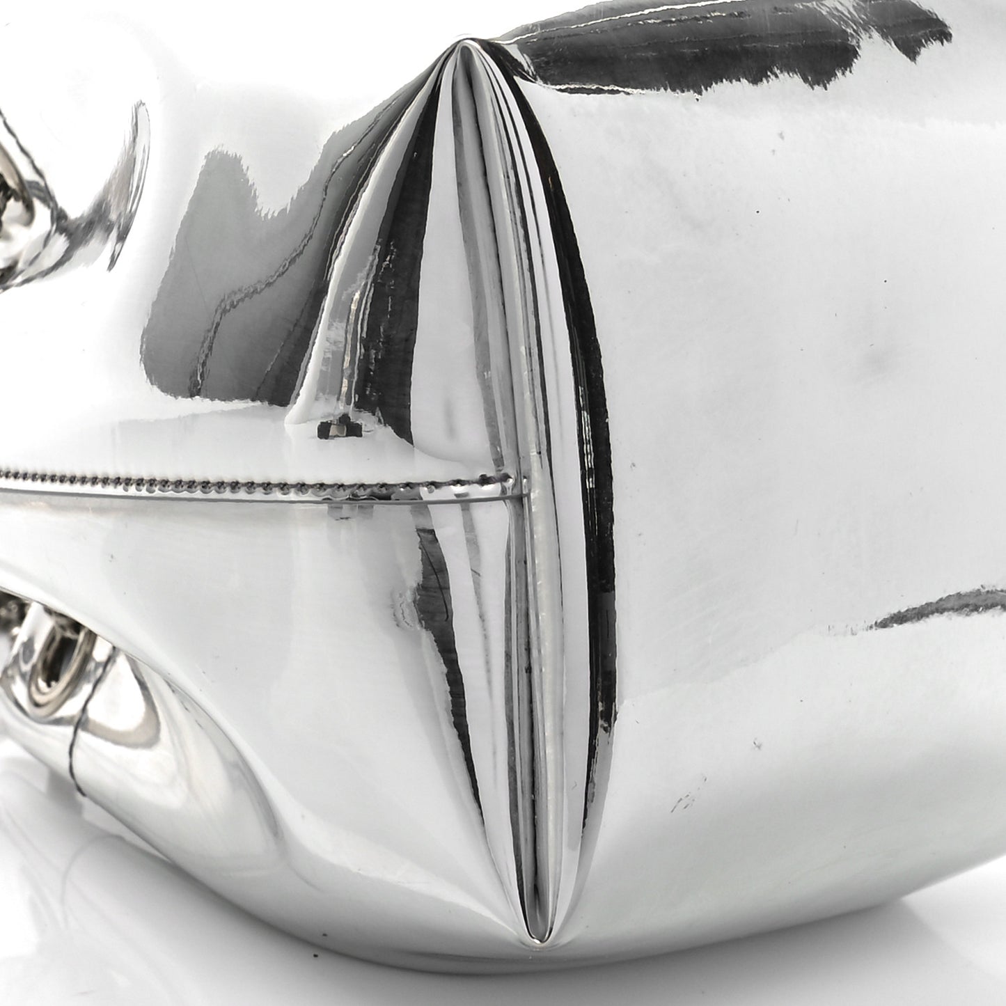 Metallic Patent Bon Bon Bag Silver