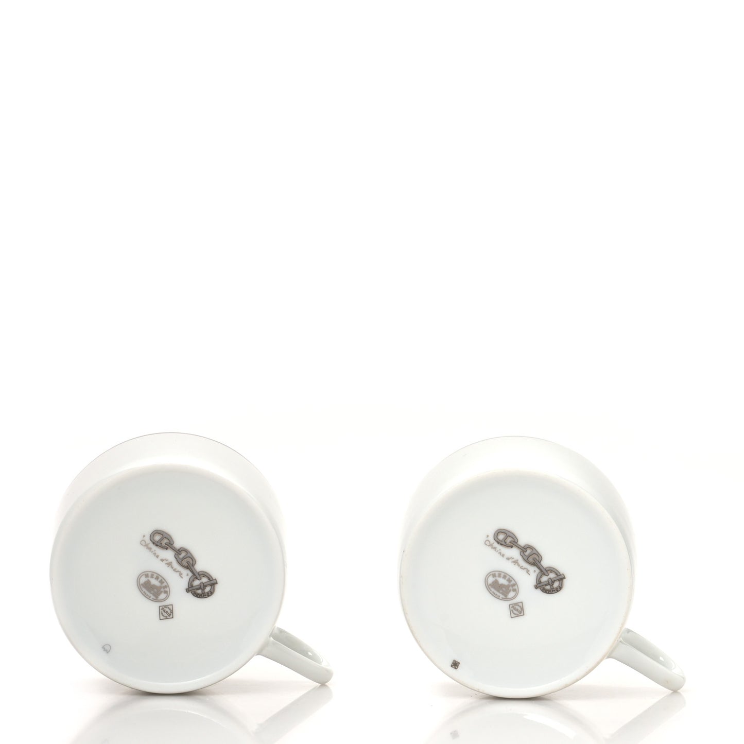 Porcelain Platinum Chaine d'Ancre Tea Cup and Saucer Set of 2