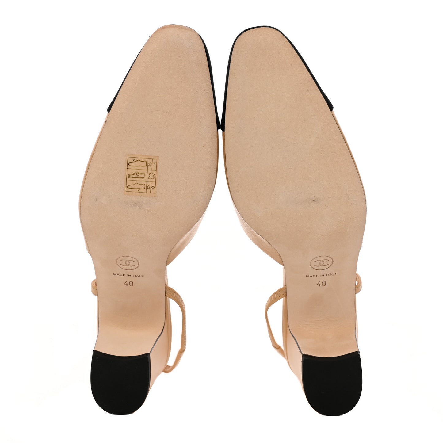 Goatskin Grosgrain Cap Toe CC Slingback Pumps 40 Beige Black