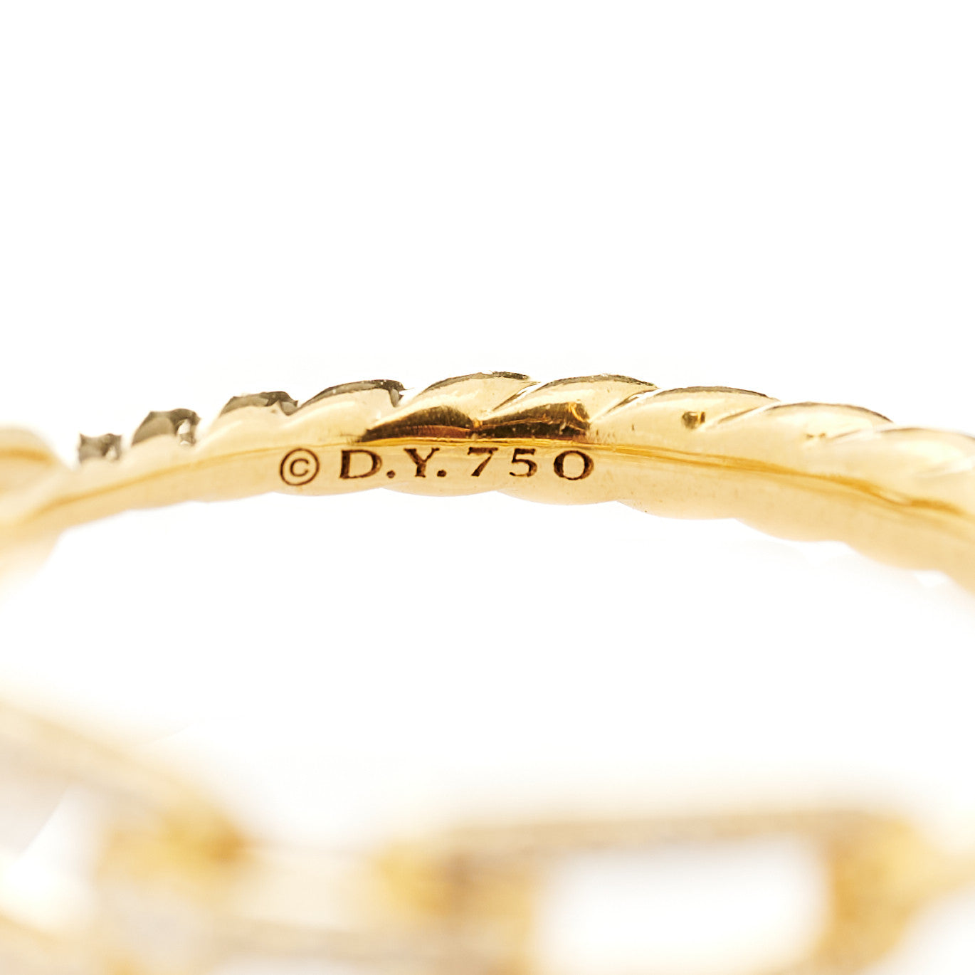 18K Yellow Gold Diamond 4.5mm Stax Single Row Chain Link Ring 57 8