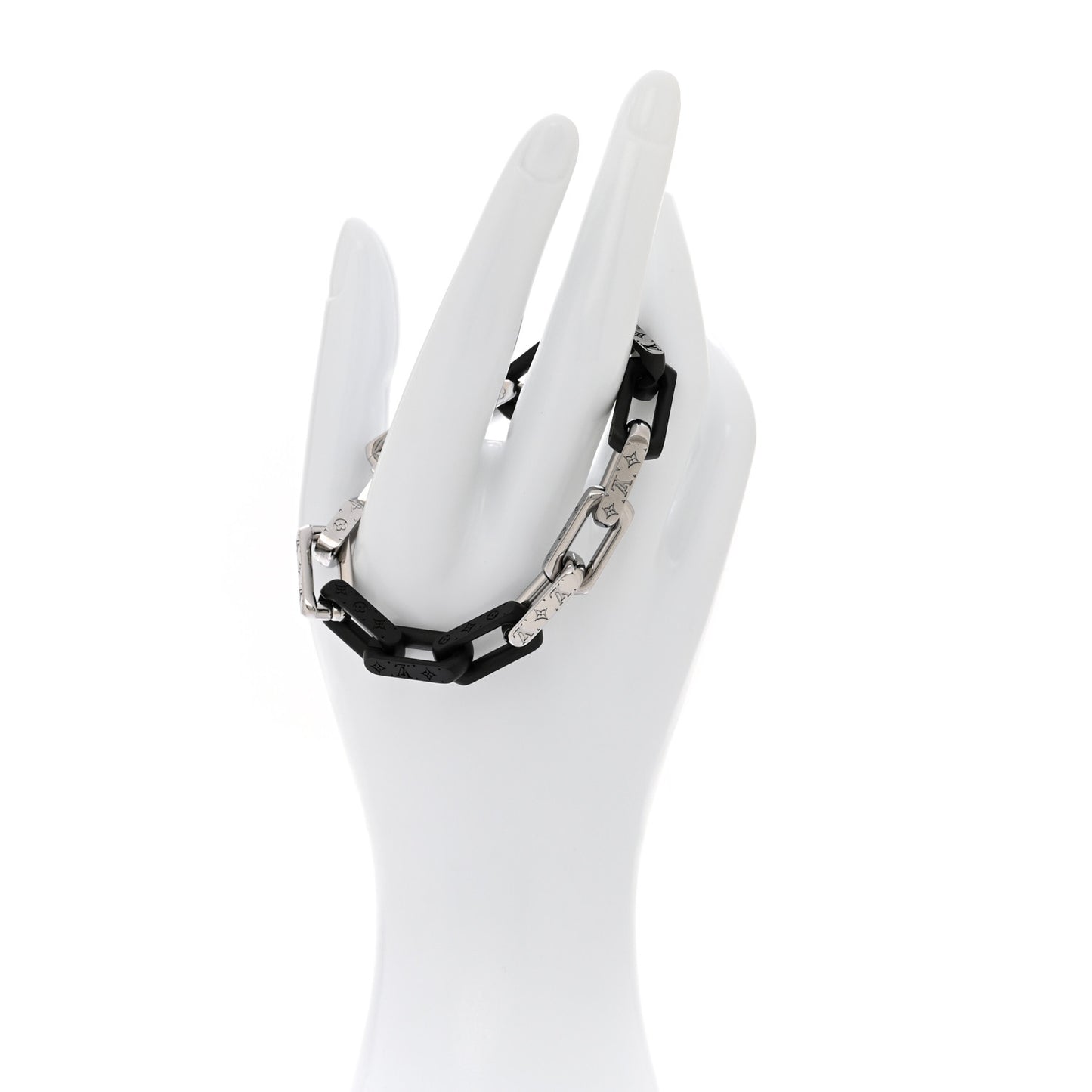 Metal Monogram Chain Bracelet Silver Black