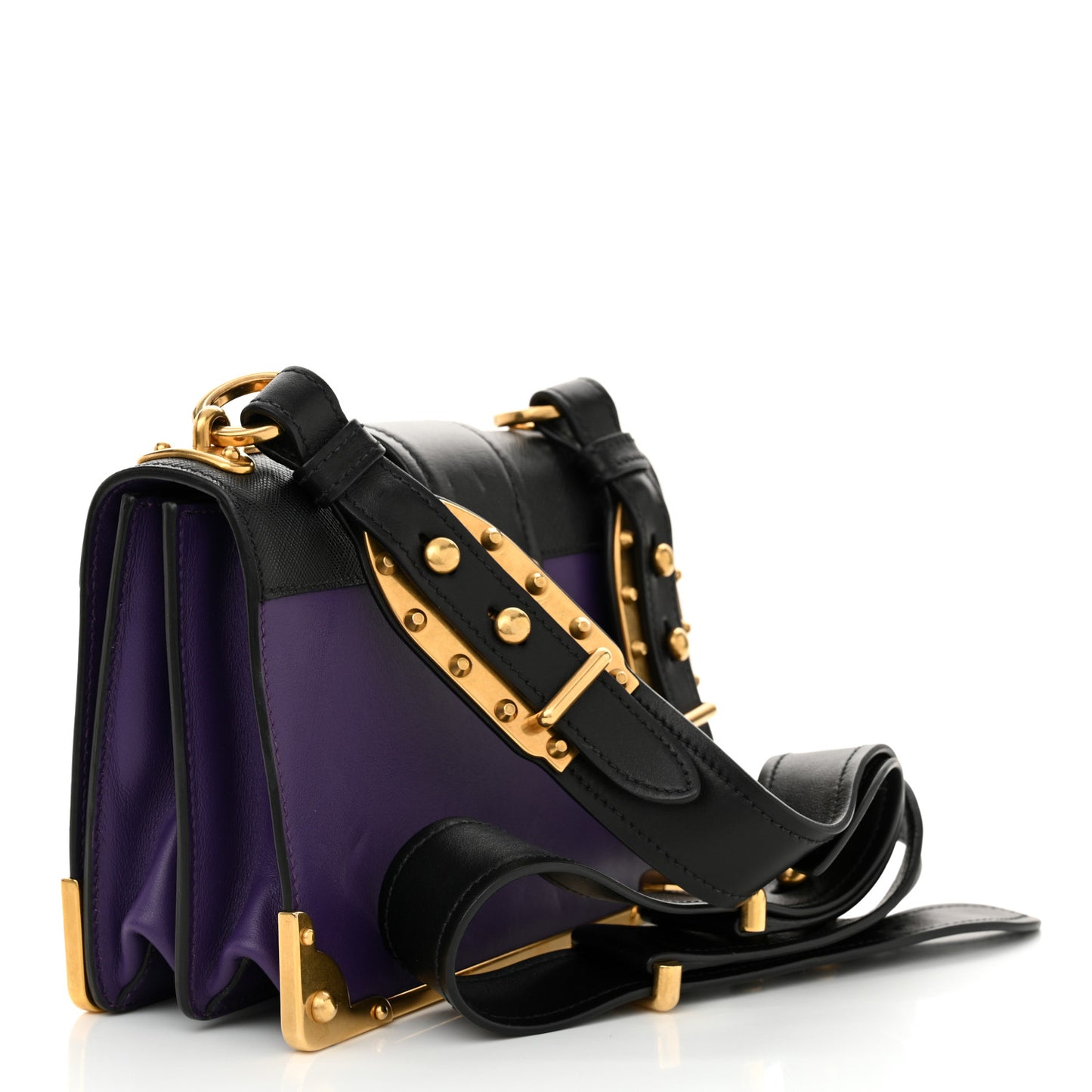 City Calfskin Saffiano Cahier Bag Purple Black