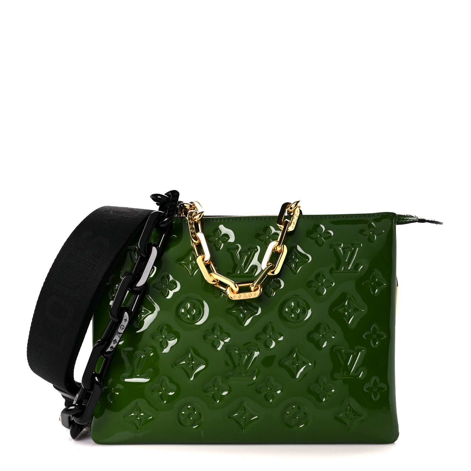 Louis Vuitton Patent Embossed Monogram Coussin PM Green Black 1 of 12