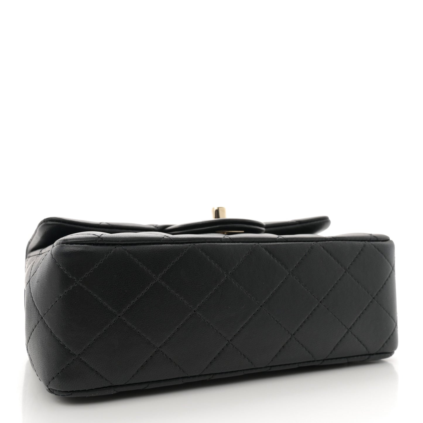 Lambskin Quilted Mini Top Handle Rectangular Flap Black
