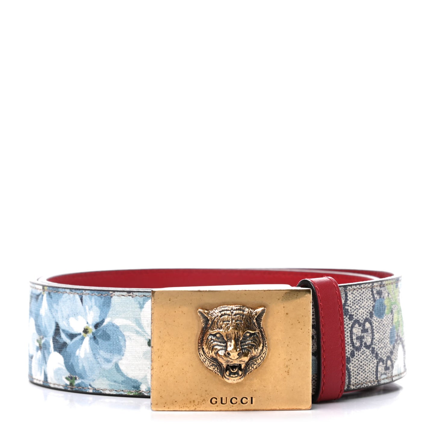 GG Plus Monogram Blooms Plaque Belt 75 30 Blue
