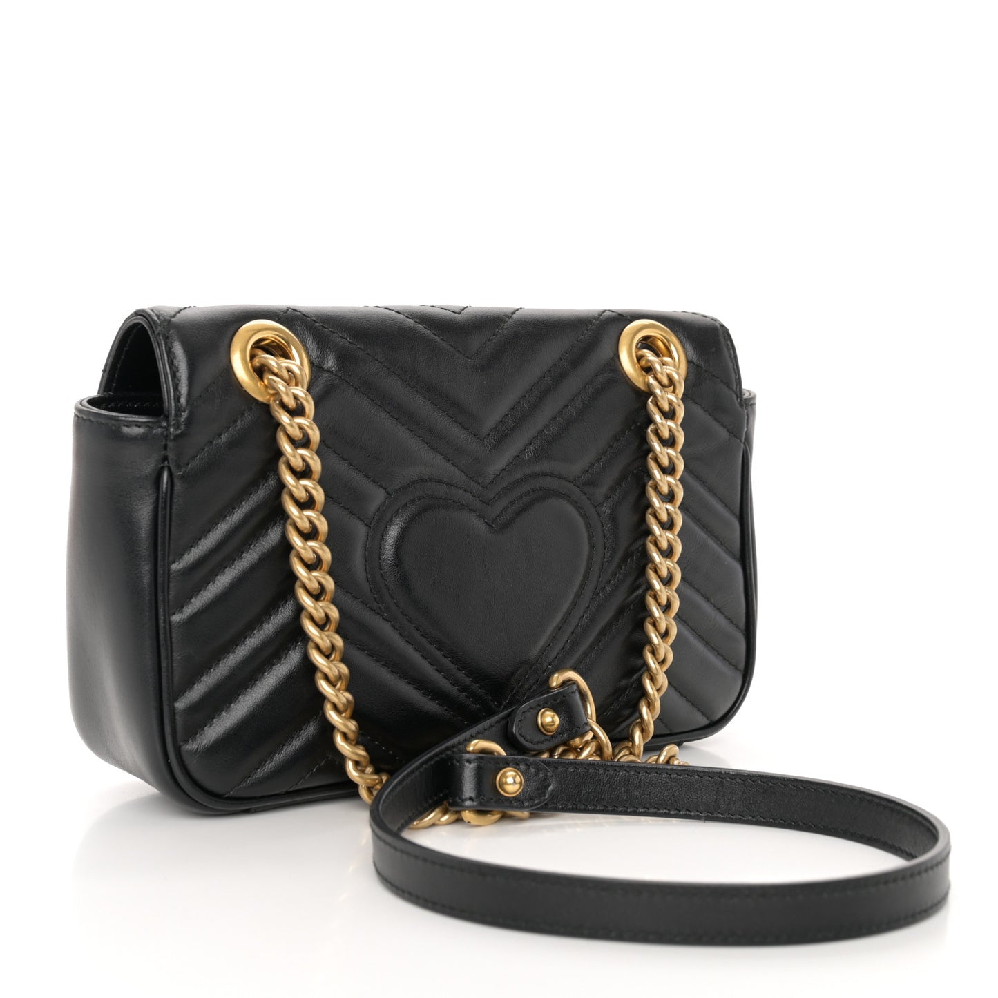 Calfskin Matelasse Mini GG Marmont Shoulder Bag Black