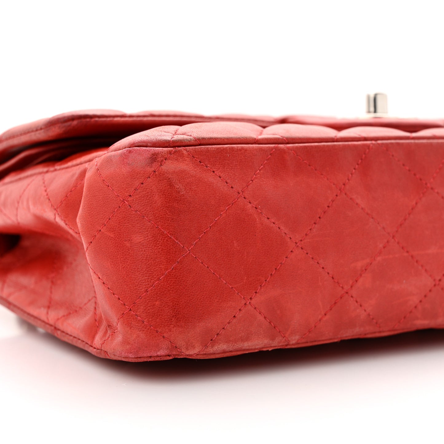 Lambskin Quilted Medium Double Flap Red