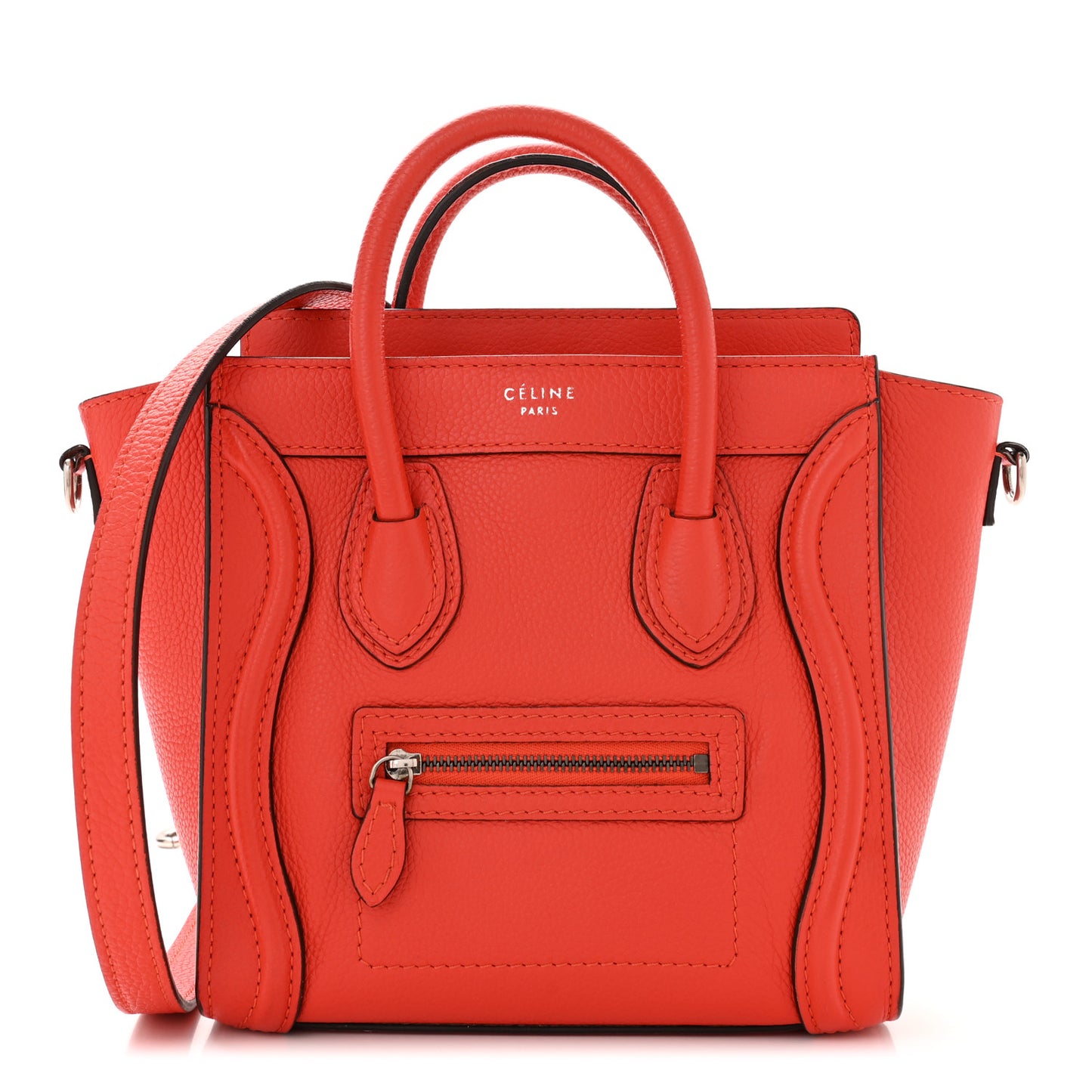 Drummed Calfskin Nano Luggage Vermillion