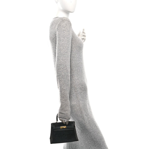 Silk Veau Doblis Pleated Mini Kelly Sellier 20 Black