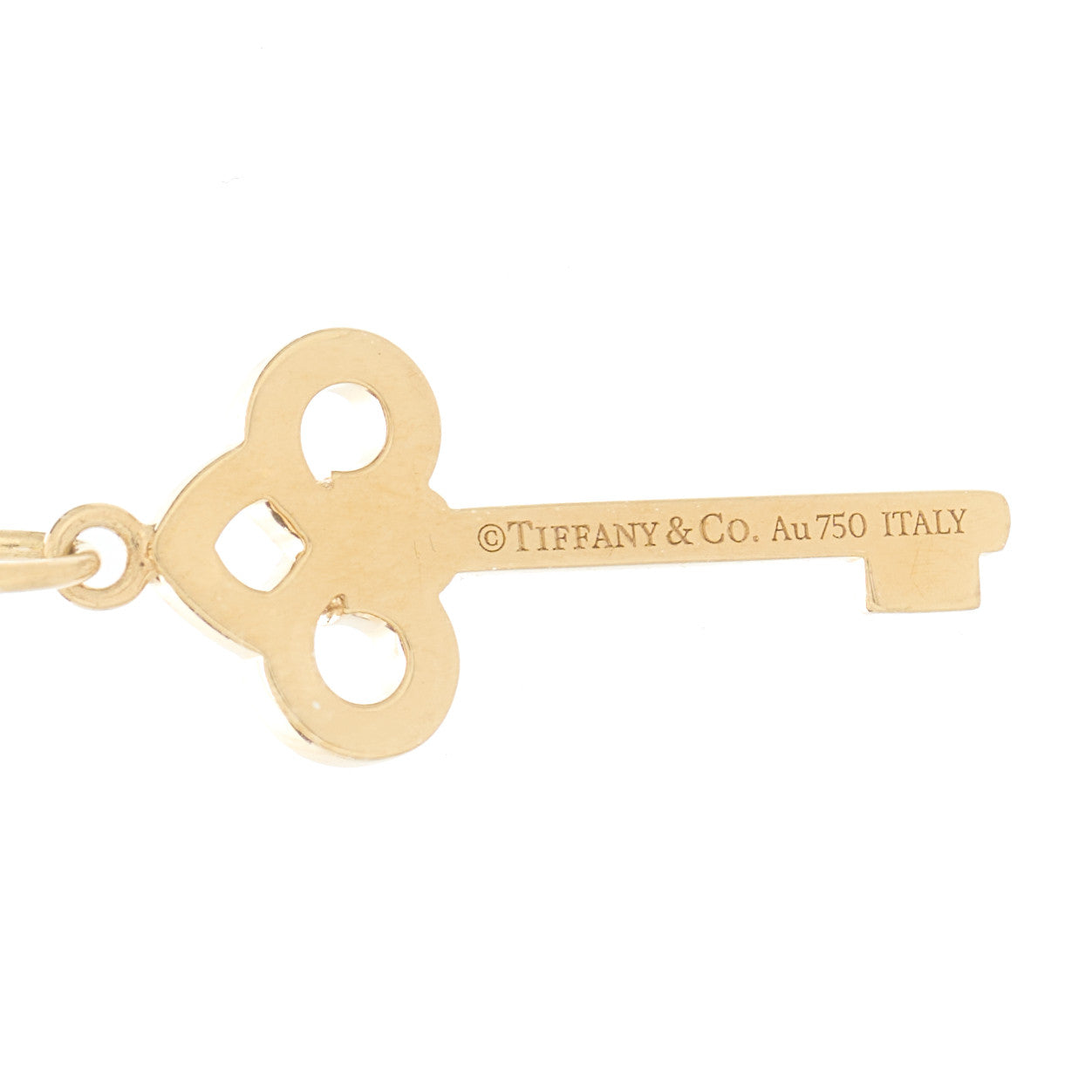 18K Yellow Gold Diamond Mini Fleur De Lis Key Pendant Necklace