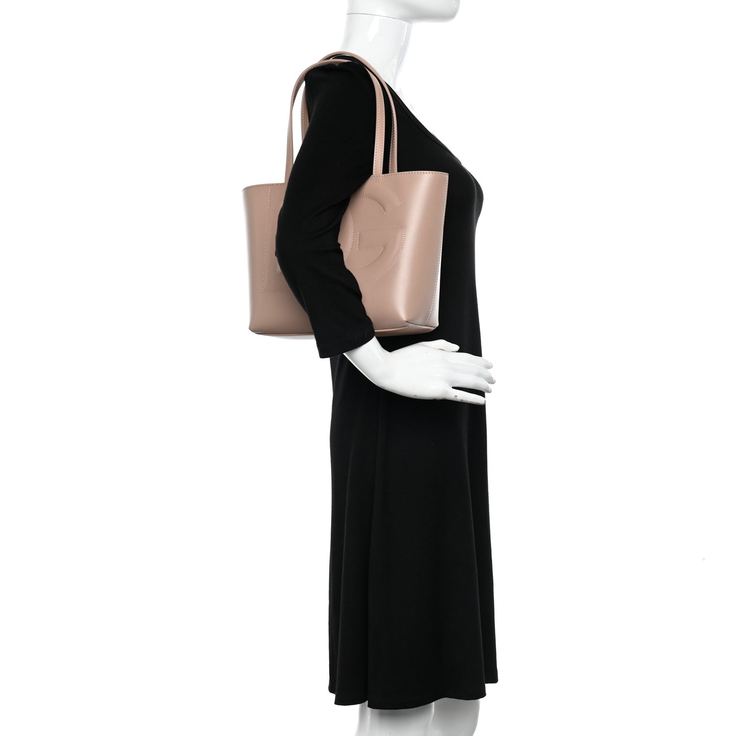 Calfskin Small DG Logo Shopper Tote Cipria
