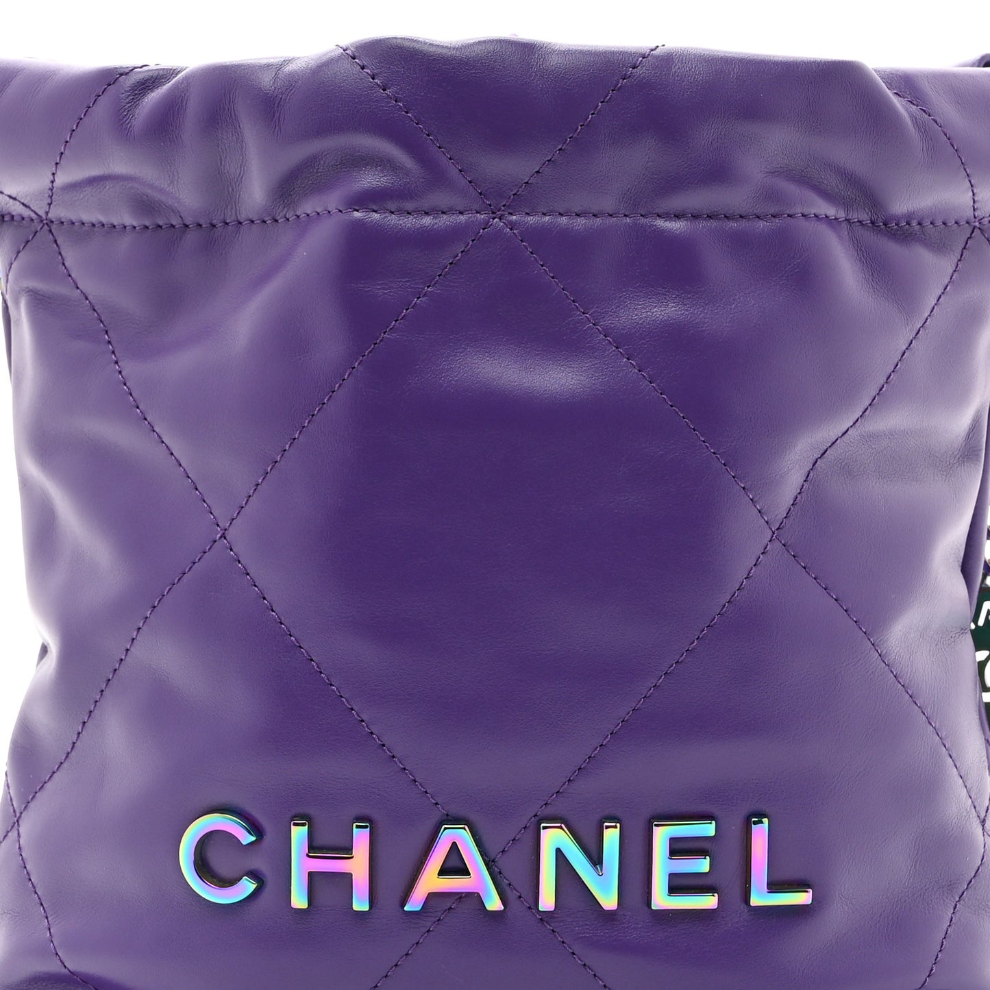 Shiny Calfskin Quilted Rainbow Mini Chanel 22 Purple
