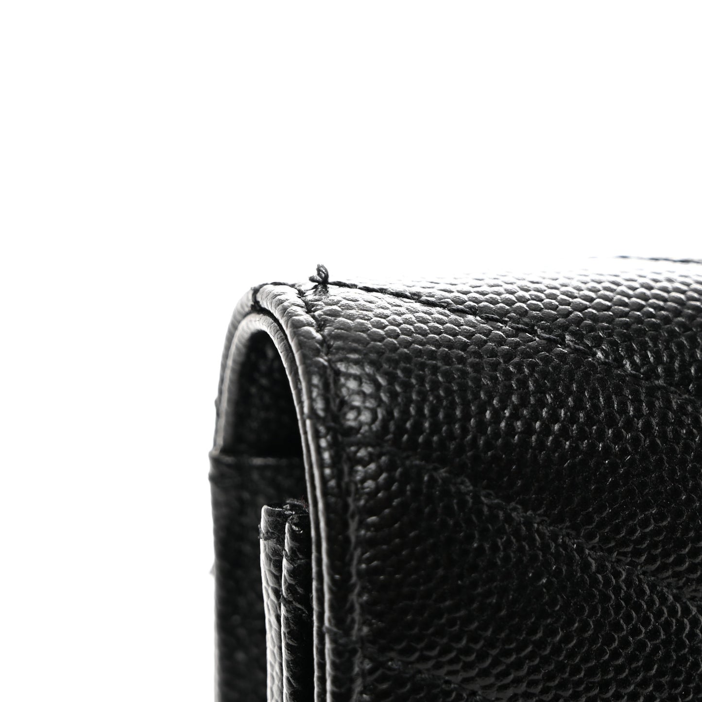 Grain De Poudre Matelasse Chevron Monogram Monochrome Envelope Chain Wallet Black