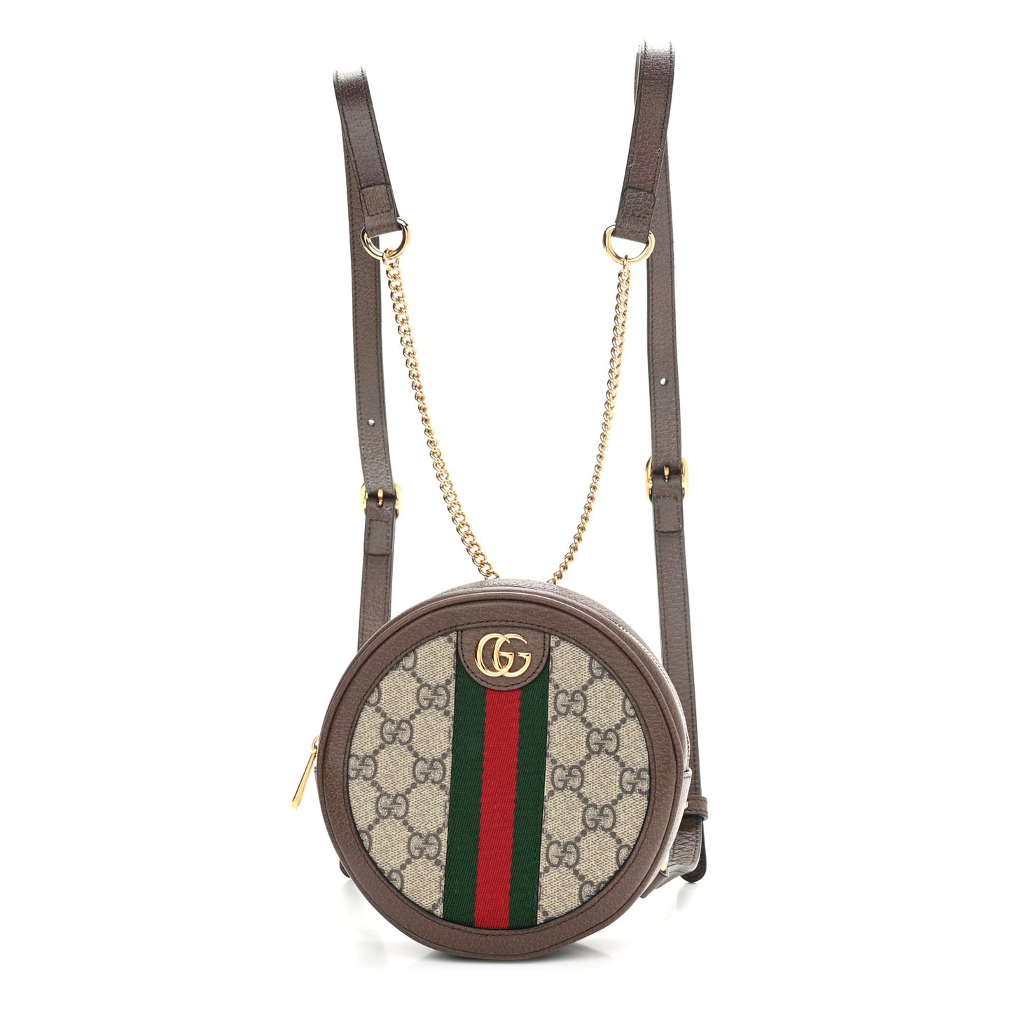 GG Supreme Monogram Web Mini Ophidia Round Backpack Brown