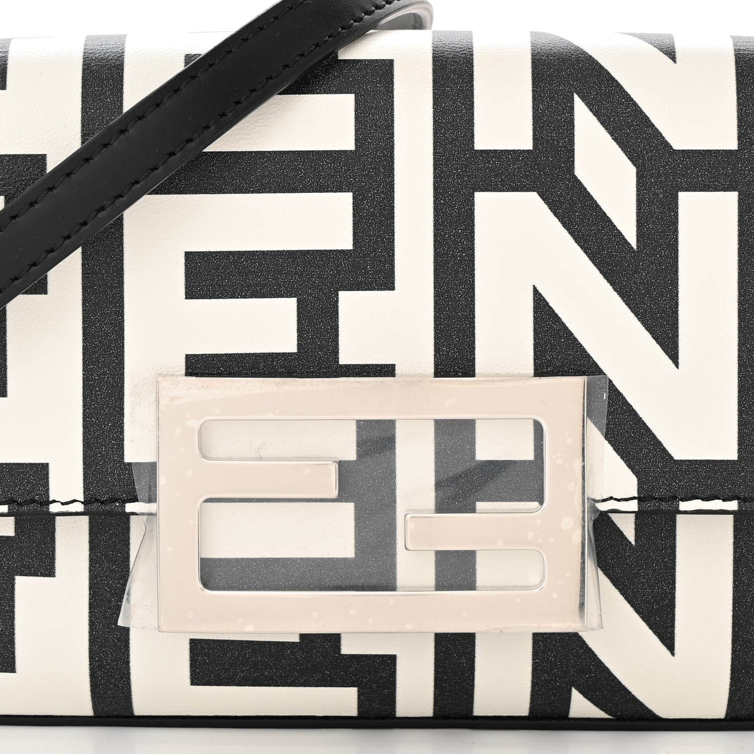 Fendi X MARC JACOBS Nappa Vitello King Logo Print Phone Baguette White Black 8 of 10