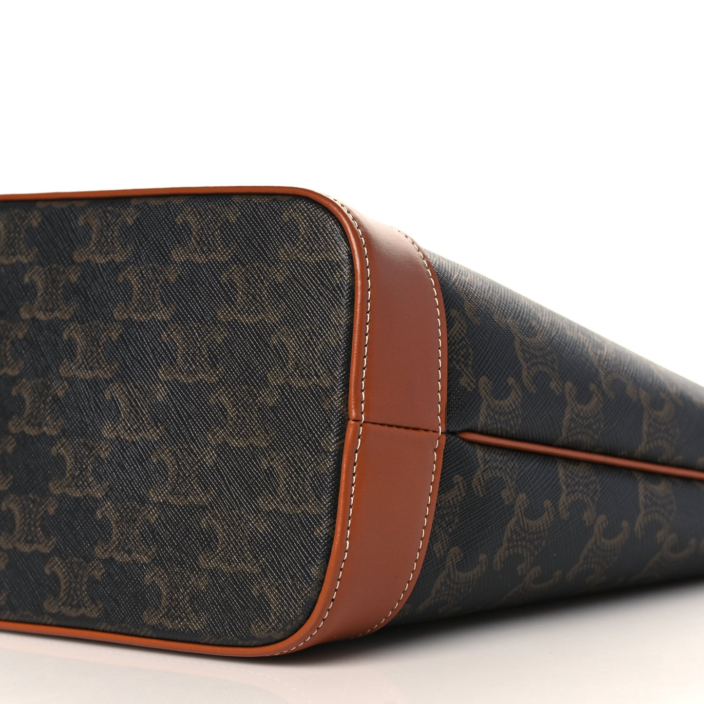 Triomphe Canvas Calfskin Small Bucket Bag Tan