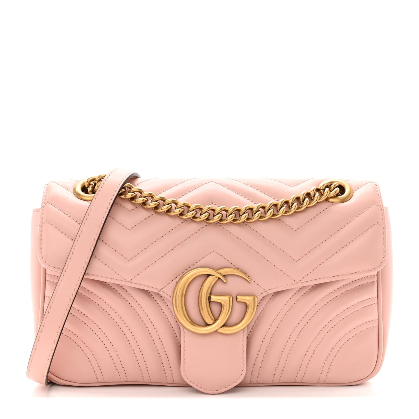 Calfskin Matelasse Small GG Marmont Shoulder Bag Perfect Pink