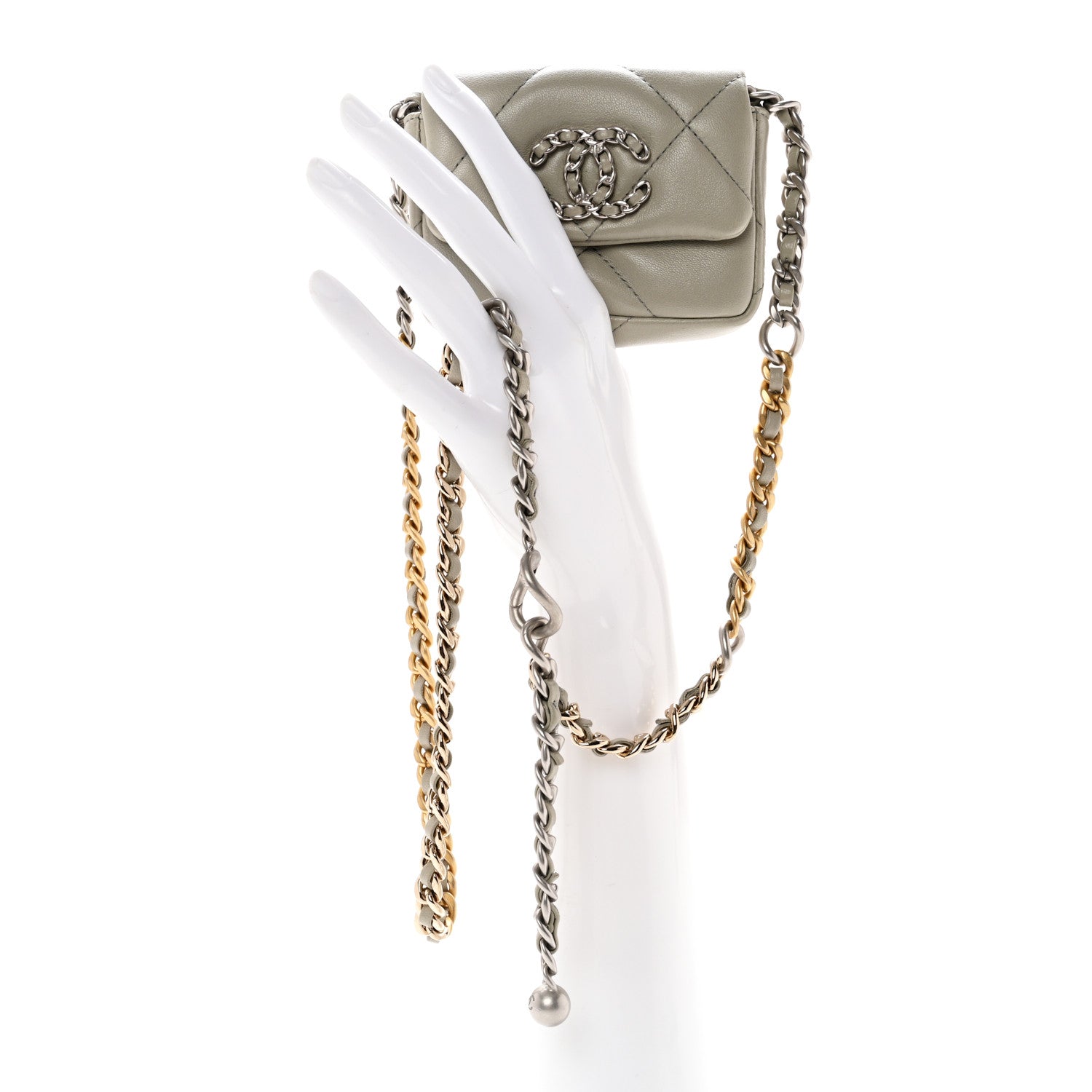 Chanel Lambskin Quilted Chanel 19 Flap Belt Bag Grey 2 of 8