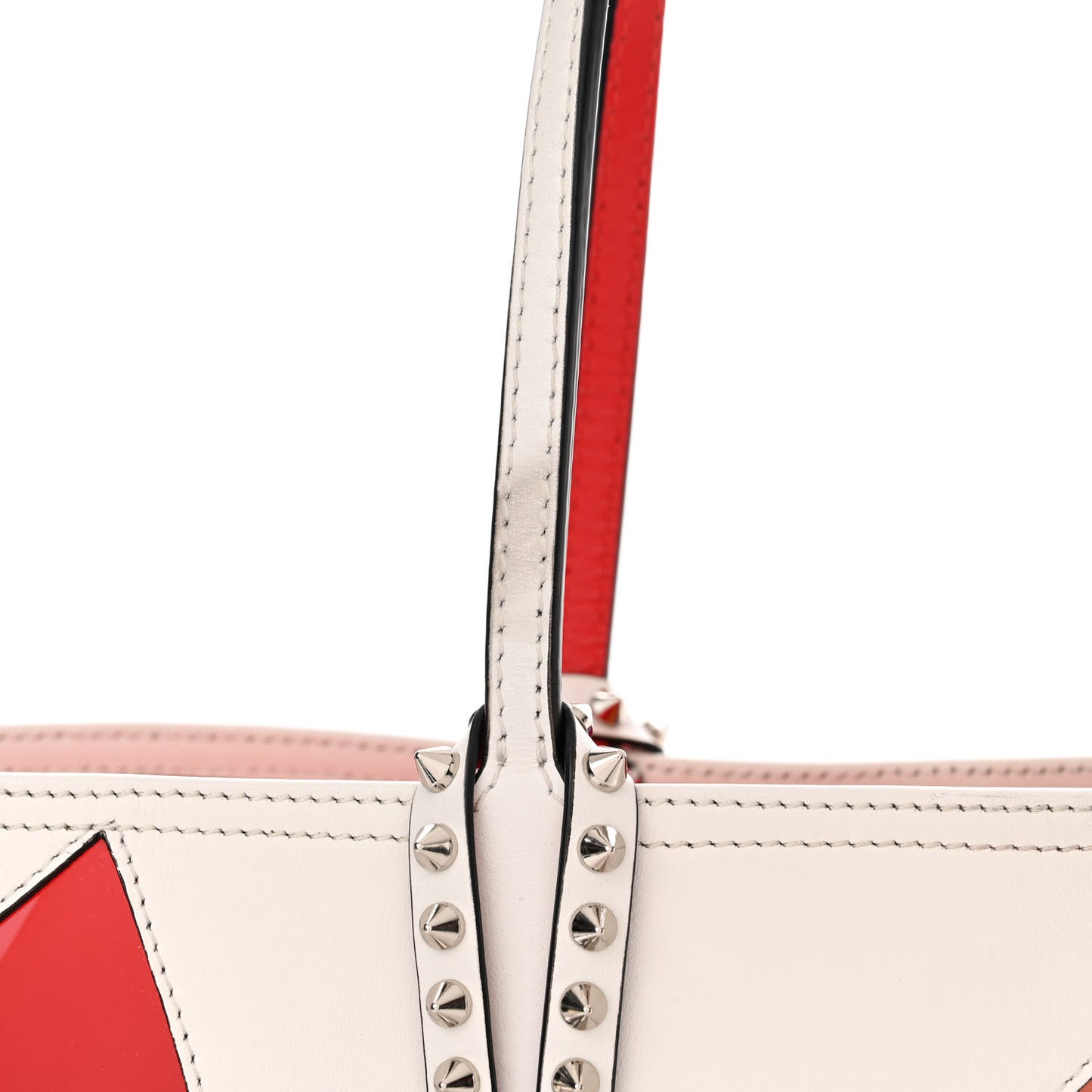 Calfskin PVC Love Spikes East West Cabata Tote Latte Multicolor