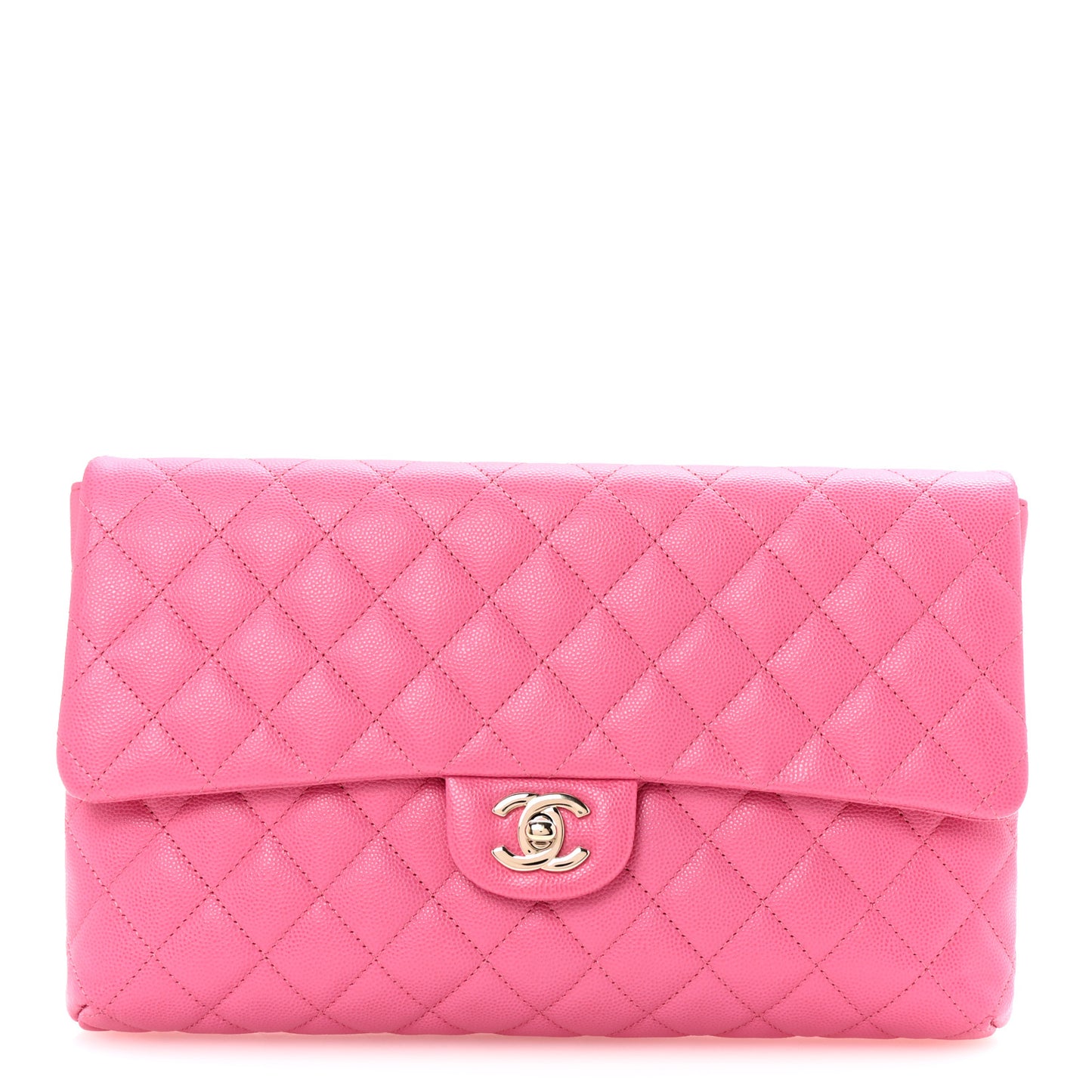 Caviar Quilted Flap Clutch Pink