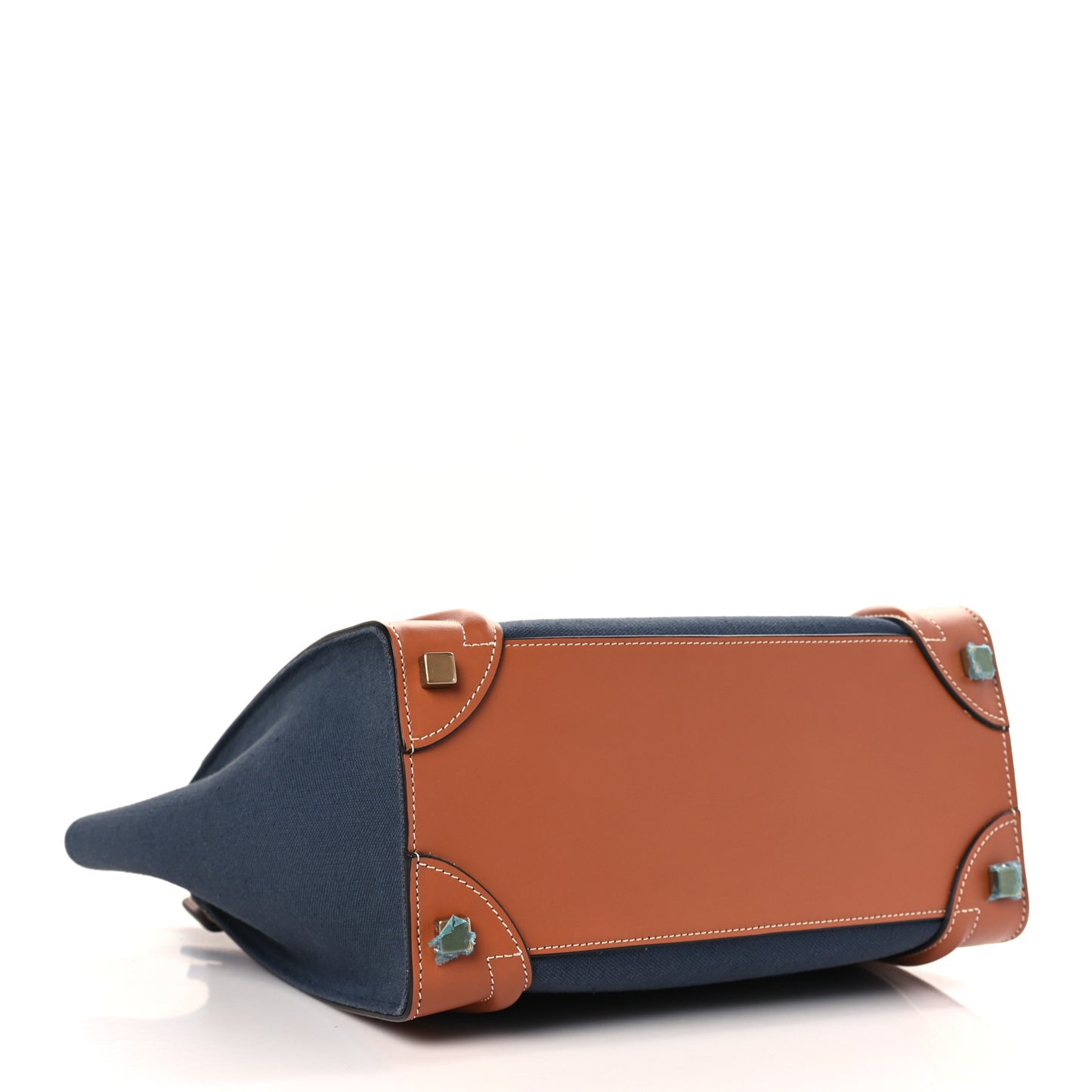 Textile Smooth Calfskin Micro Luggage Navy Tan