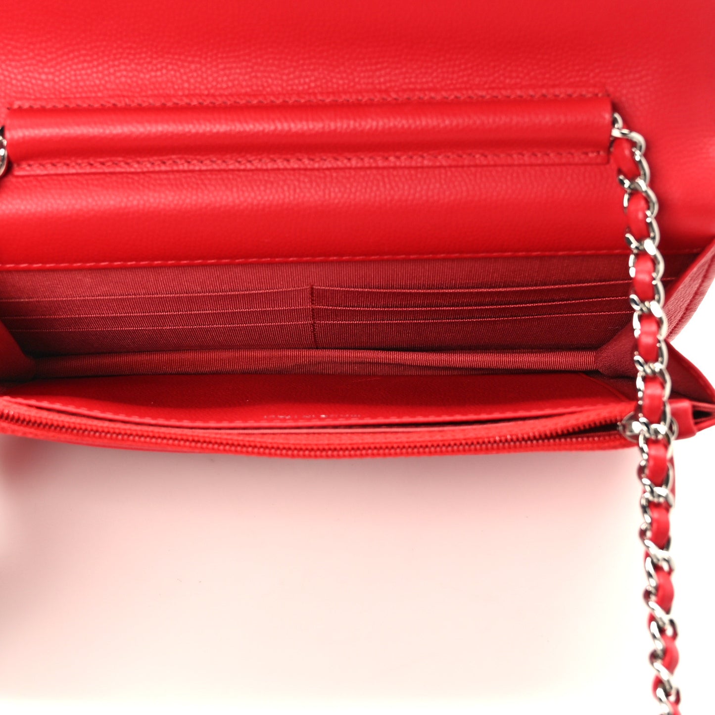 Caviar Camellia Embossed Wallet On Chain WOC Red