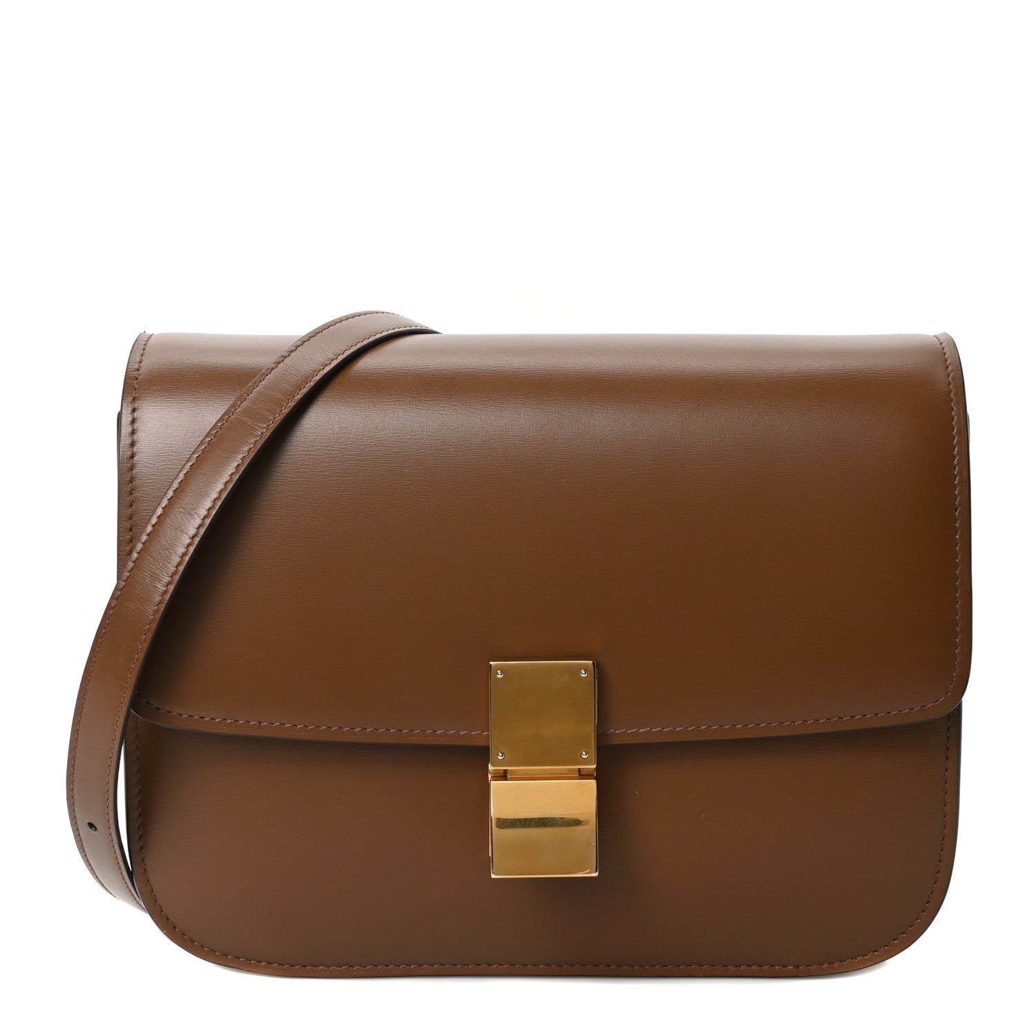 Celine Box Calfskin Medium Classic Box Flap Bag Camel 1777026