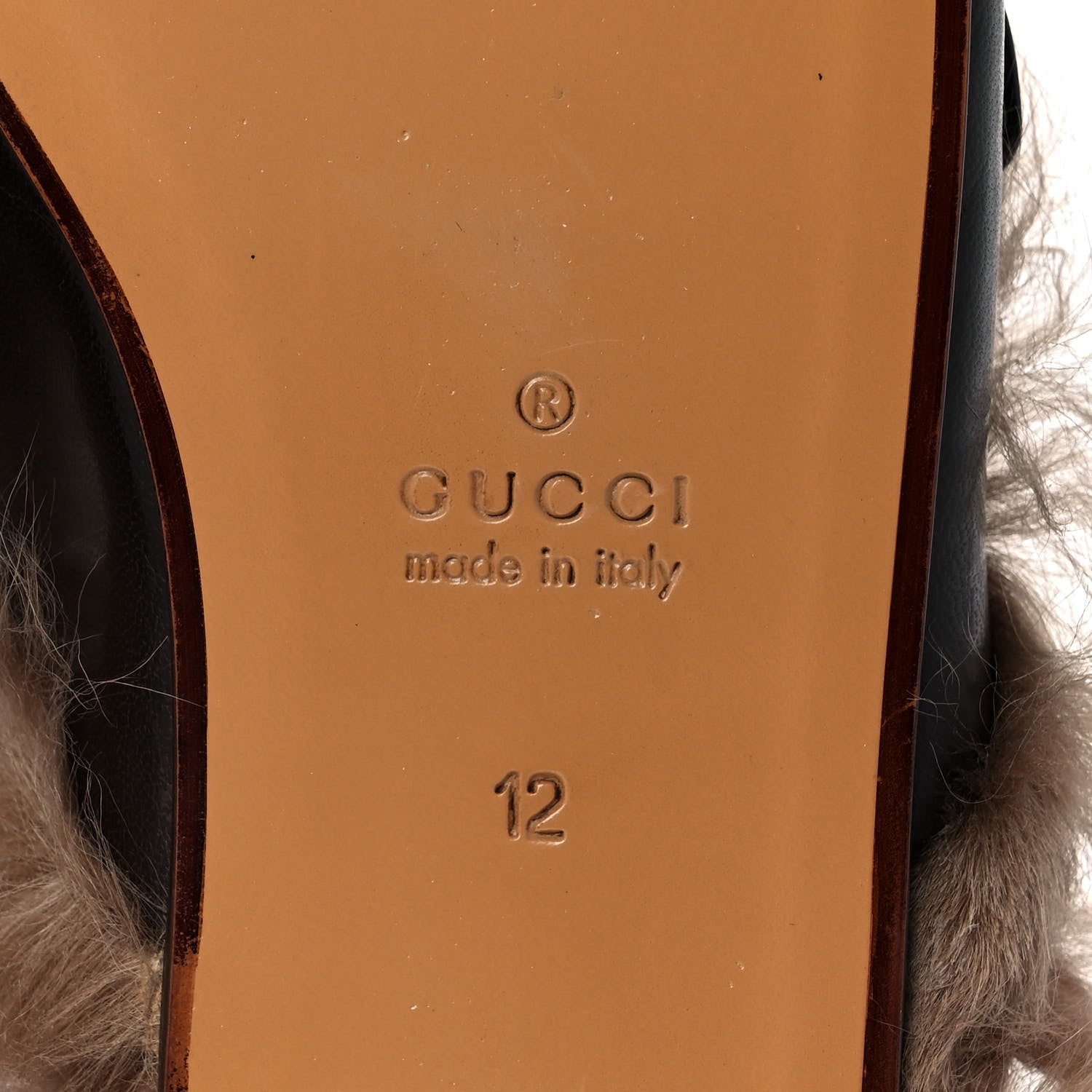 Gucci Goatskin Fur Web GG Mens Princetown Slippers 12 Cocoa 6 of 7