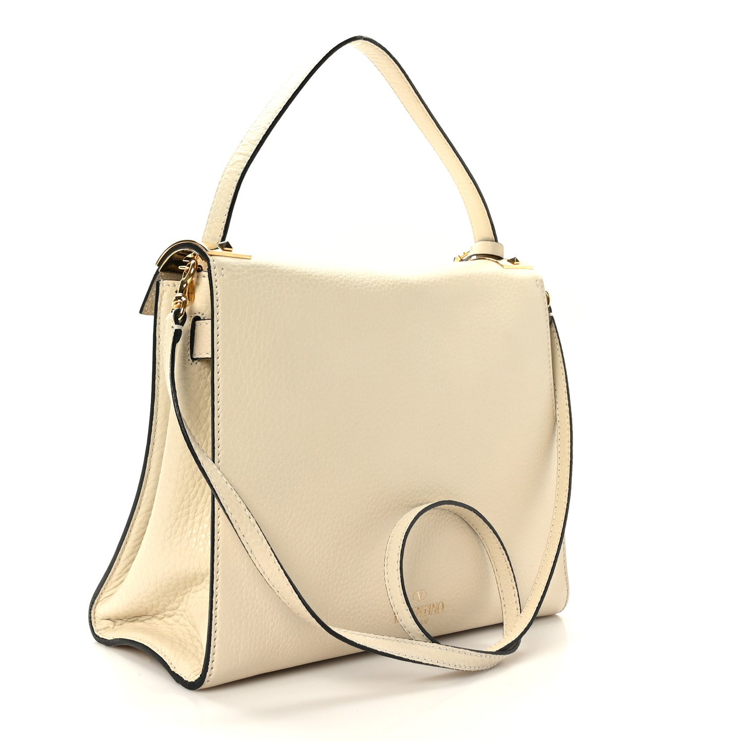 Grained Calfskin Medium My Rockstud Frame Bag Light Ivory
