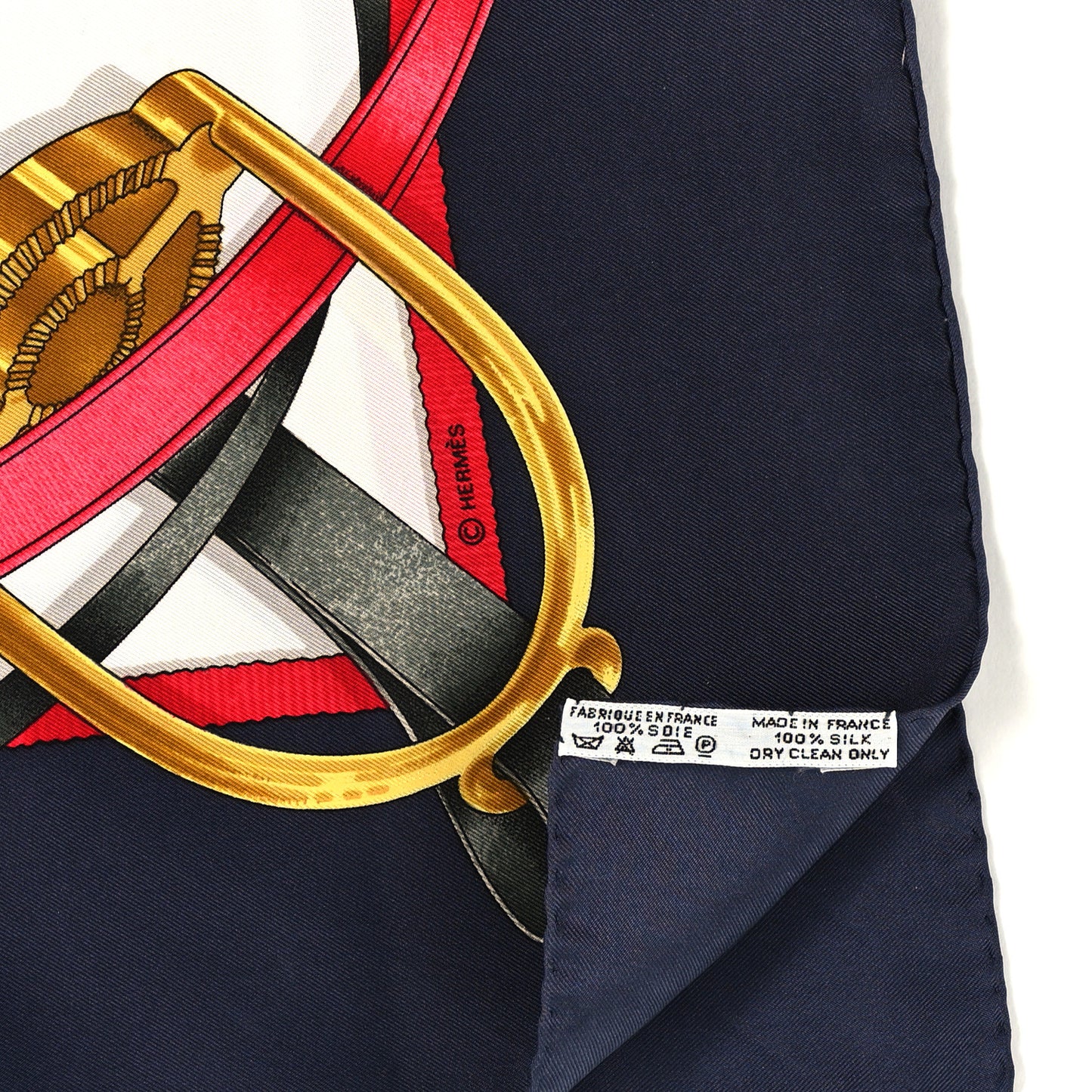 Silk Grand Manege Detail Scarf 90 Navy White