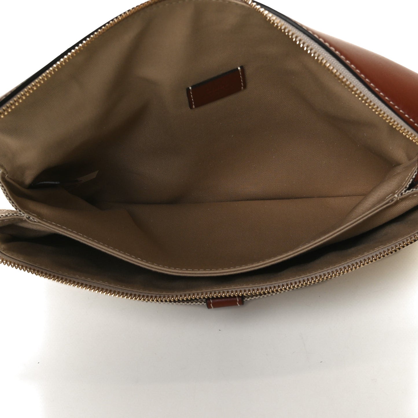 Cotton Calfskin Woody Belt Bag Beige Brown