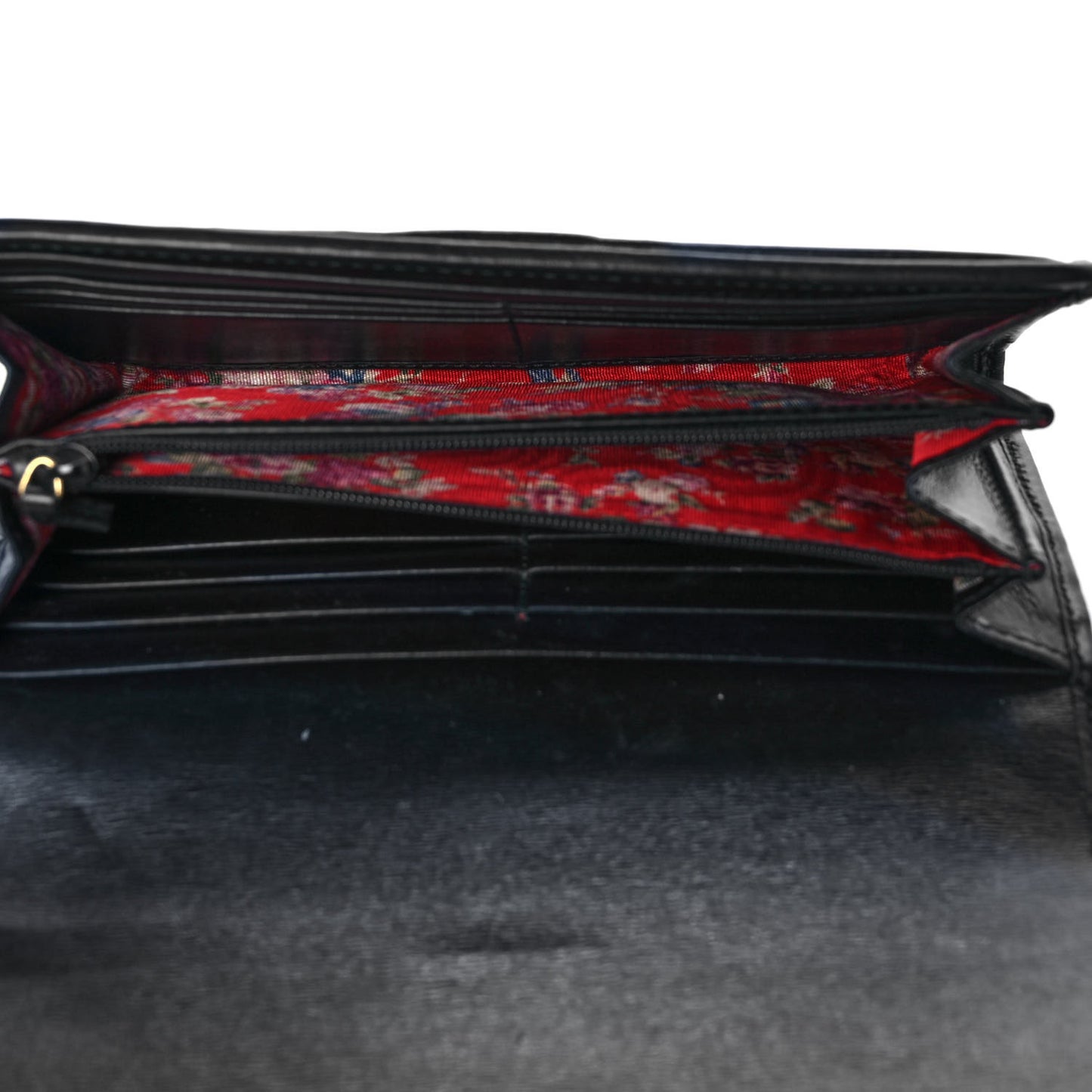 Calfskin Web Trapuntata GG Continental Wallet Black