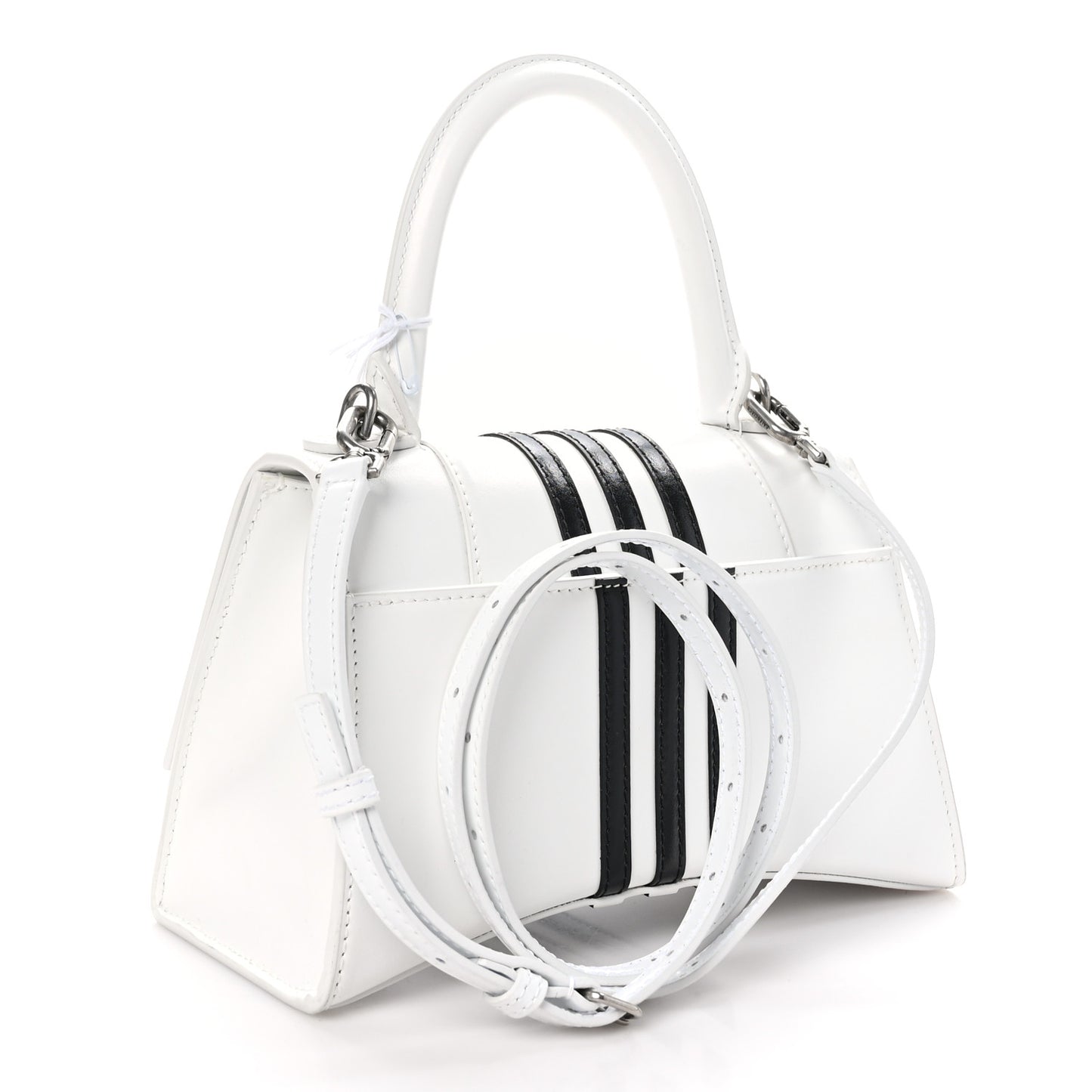 X ADIDAS Shiny Box Calfskin Hourglass Top Handle Bag XS Off White