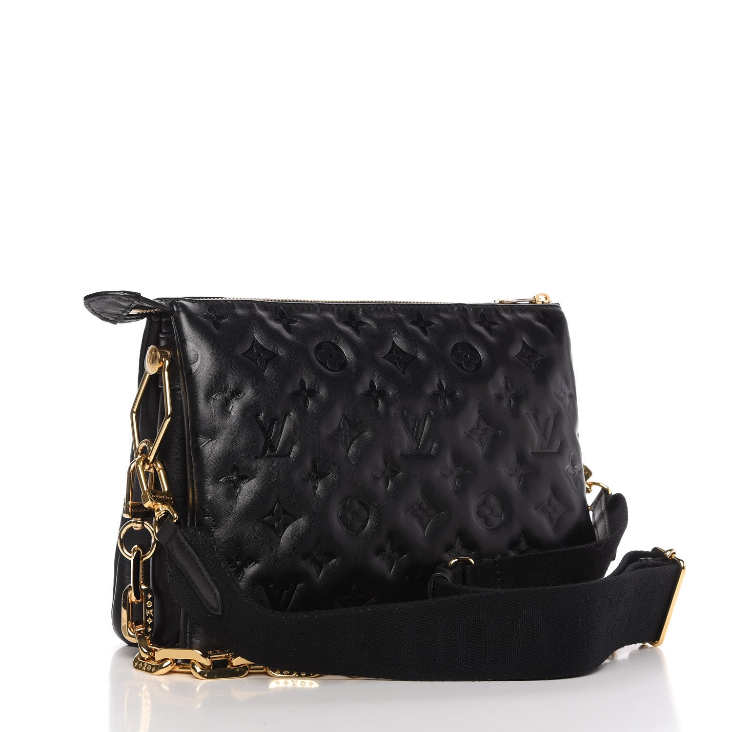Louis Vuitton Lambskin Embossed Monogram Coussin PM Black 3 of 9